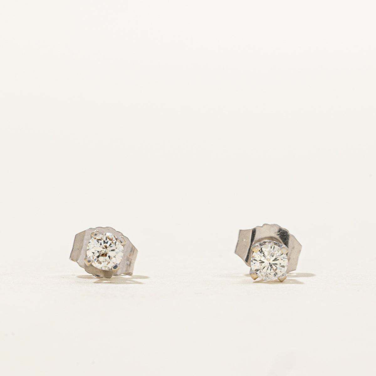 14k White Gold Solitaire Petite Diamond Stud Earrings | 0.20ctw