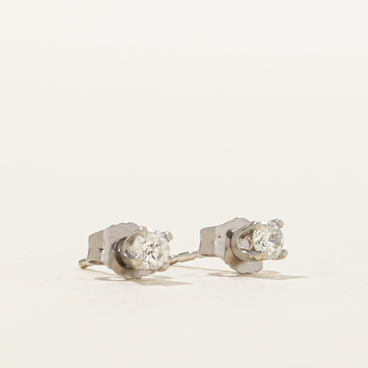 14k White Gold Solitaire Petite Diamond Stud Earrings | 0.20ctw