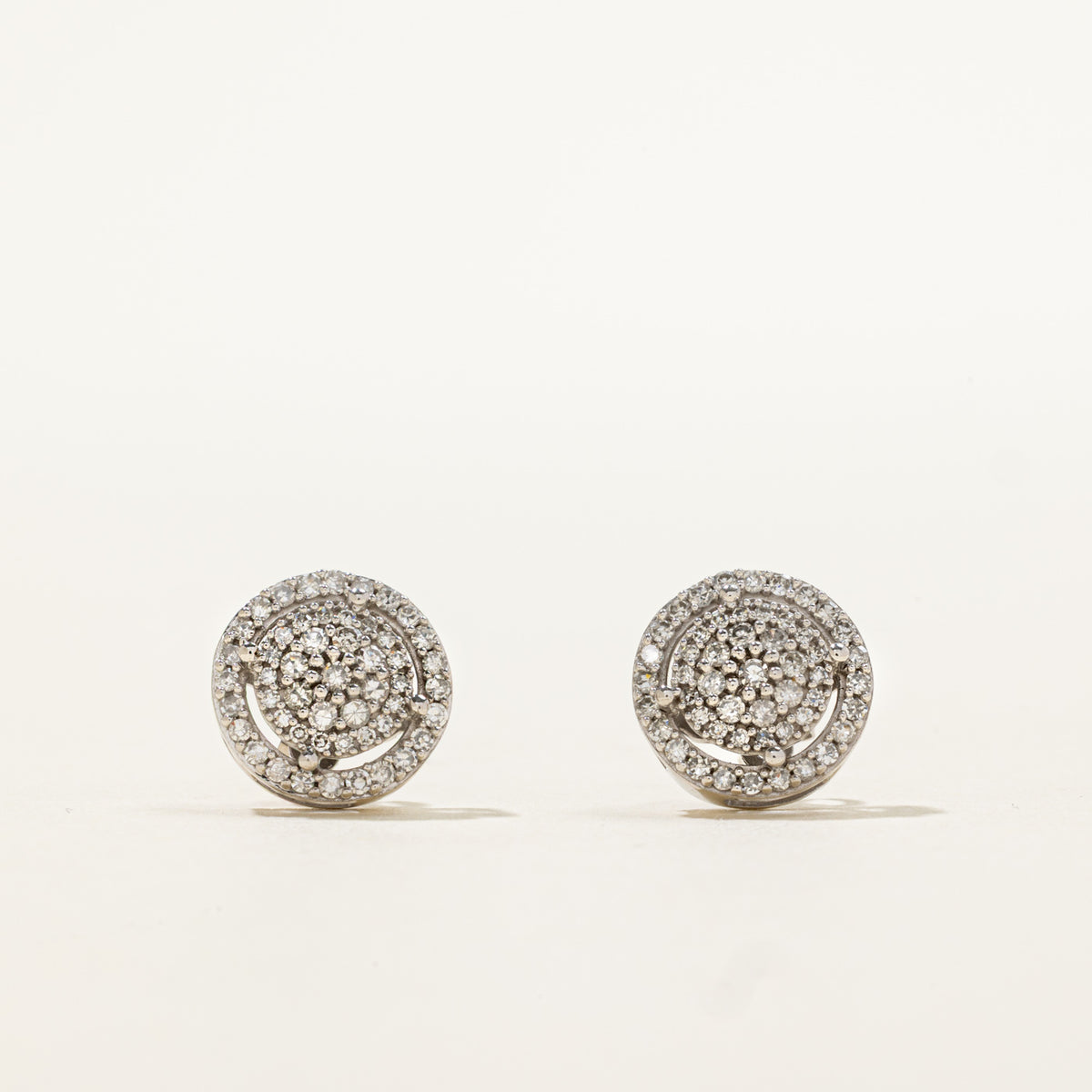 14k Pave Set Diamond Cluster Halo Stud Earrings | 0.28ctw
