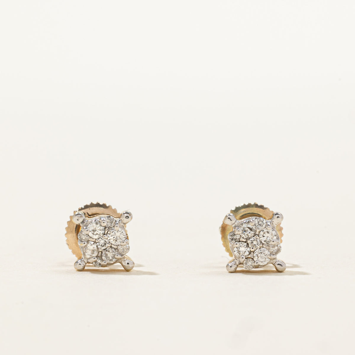 10k Illusion Set Diamond Cluster Stud Earrings | 0.17ctw