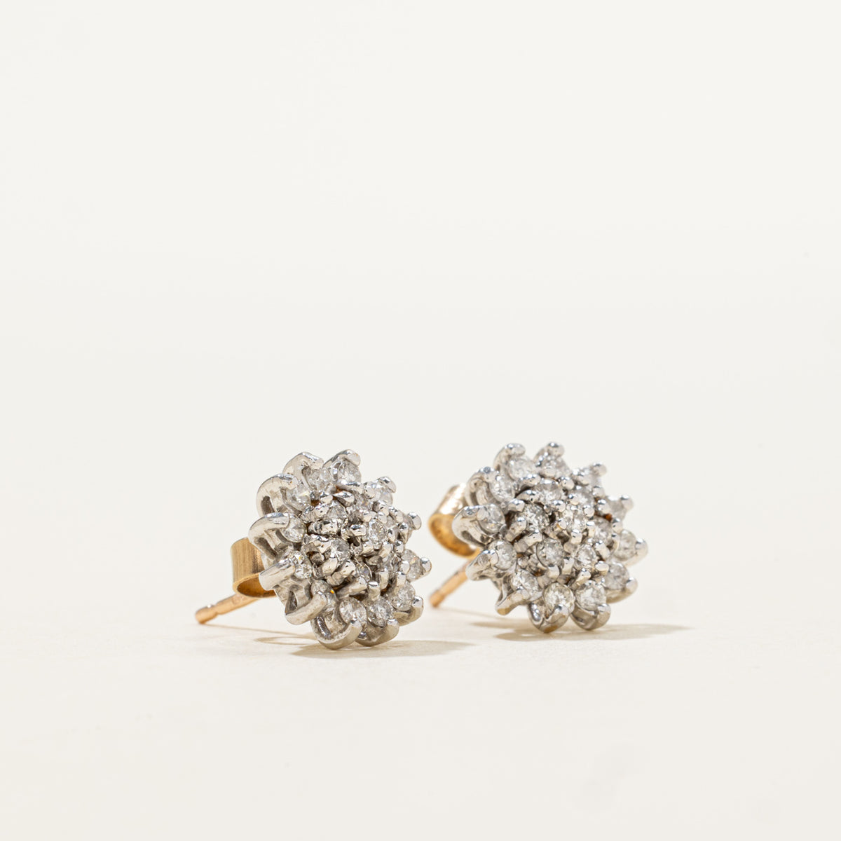 10k Diamond Cluster Floral Stud Earrings | 0.45ctw