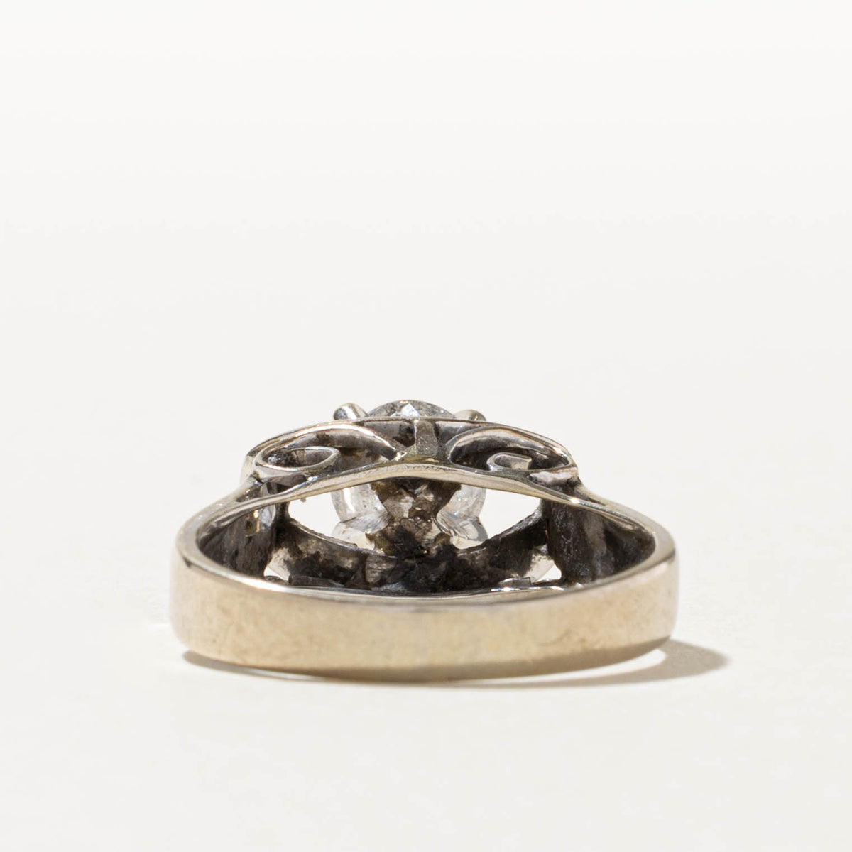10k Solitaire Diamond Textured Frame Ring | 0.96ct I2 K | SZ 6.5
