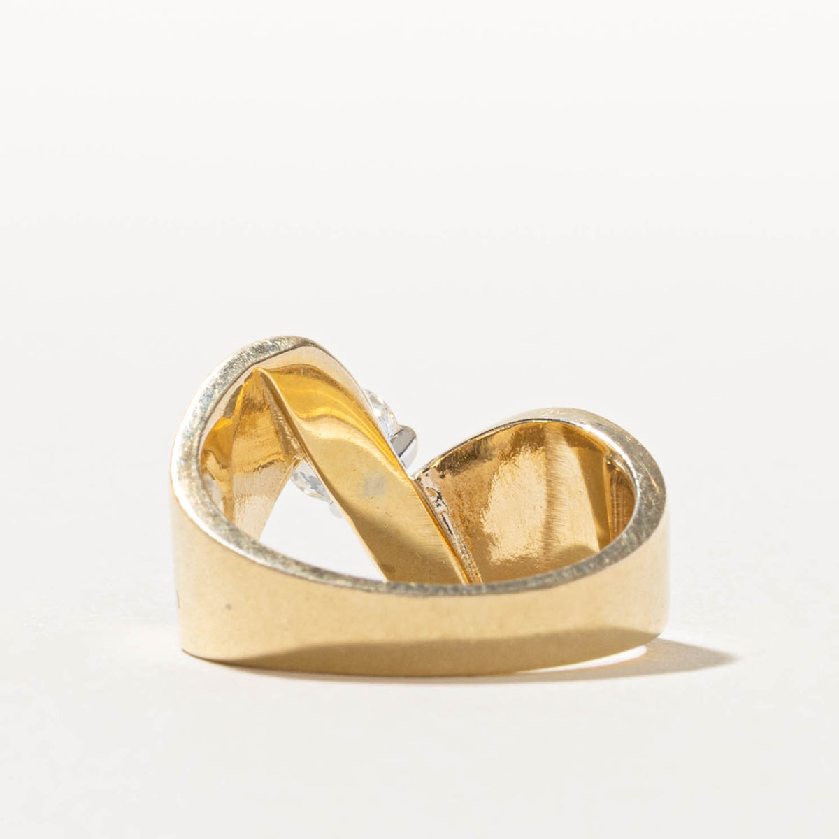 14k Solitaire Diamond Chunky Bypass Ring | 0.52ct SI1 H | SZ 6.75