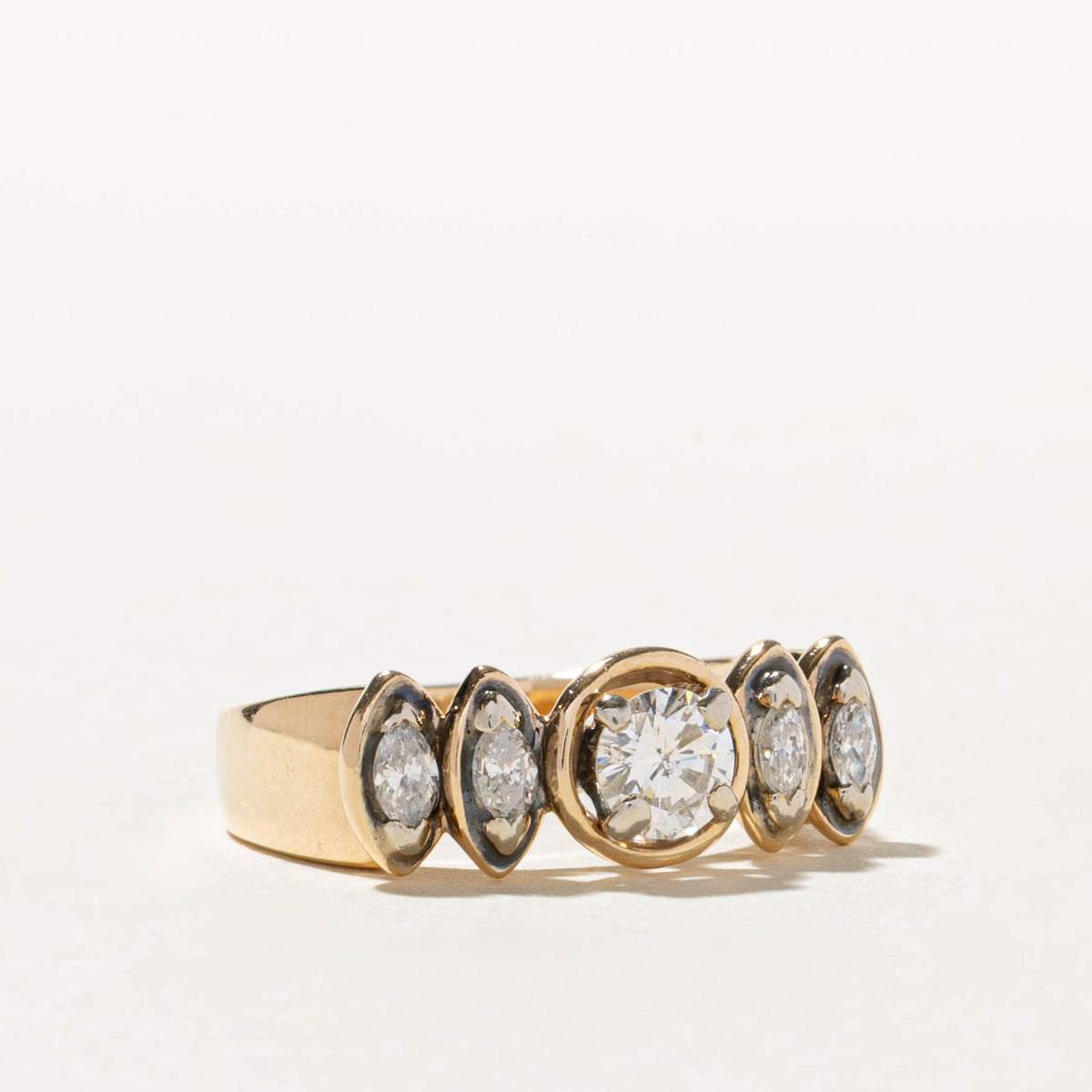 14k Diamond Marquise Accented Ring | 0.52ct SI2 I, 0.28ctw | SZ 7.25