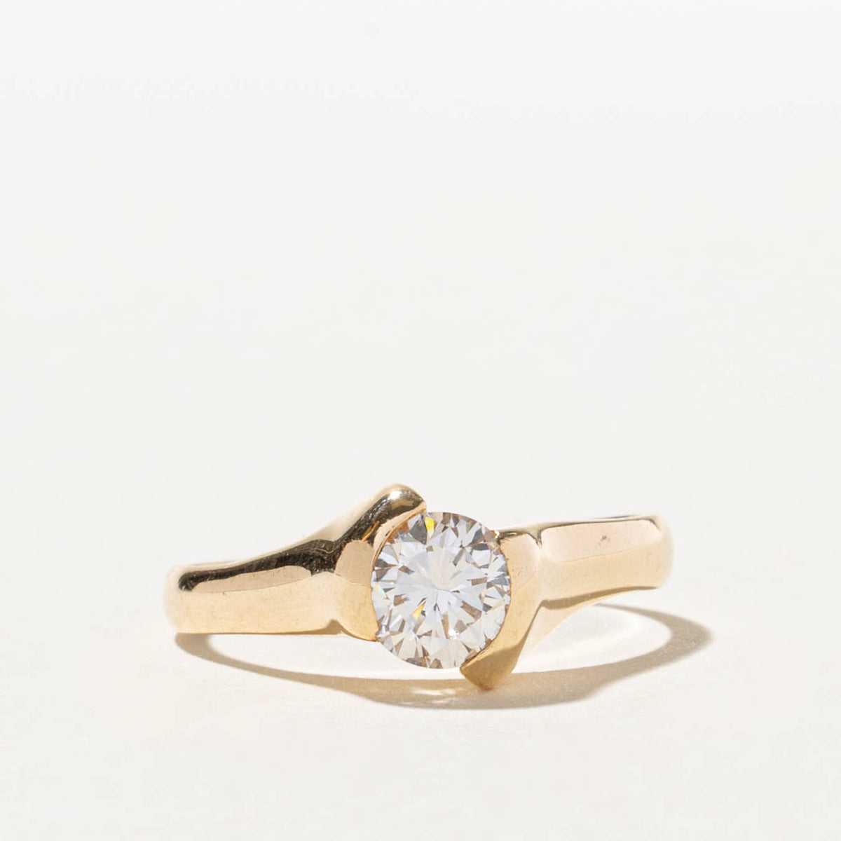 14k Semi Bezel Set Diamond Bypass Ring | 0.75ct VS2 I | SZ 7.25
