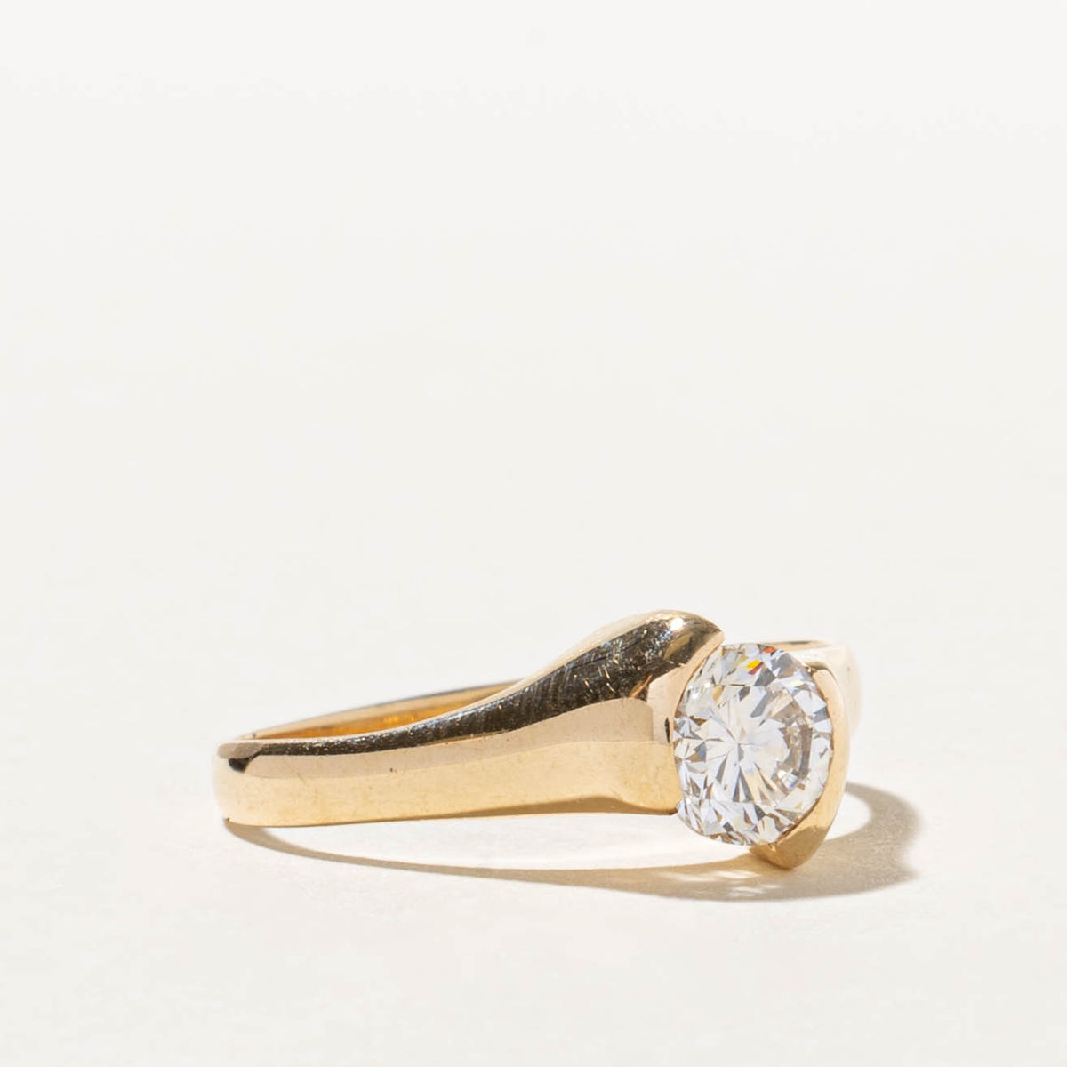 14k Semi Bezel Set Diamond Bypass Ring | 0.75ct VS2 I | SZ 7.25