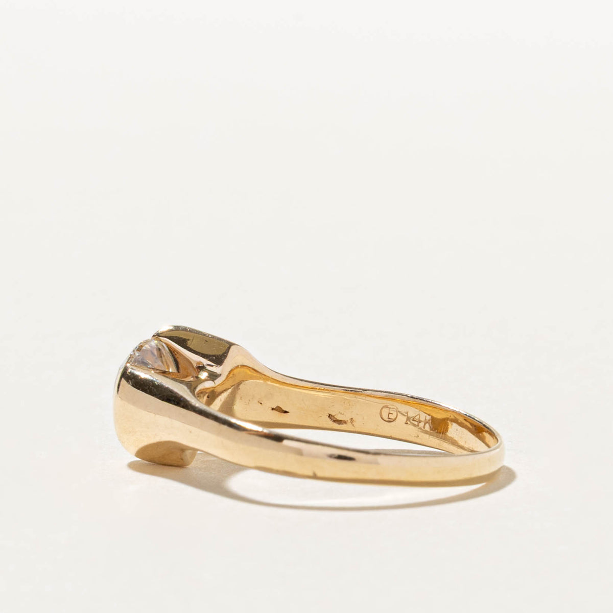 14k Semi Bezel Set Diamond Bypass Ring | 0.75ct VS2 I | SZ 7.25