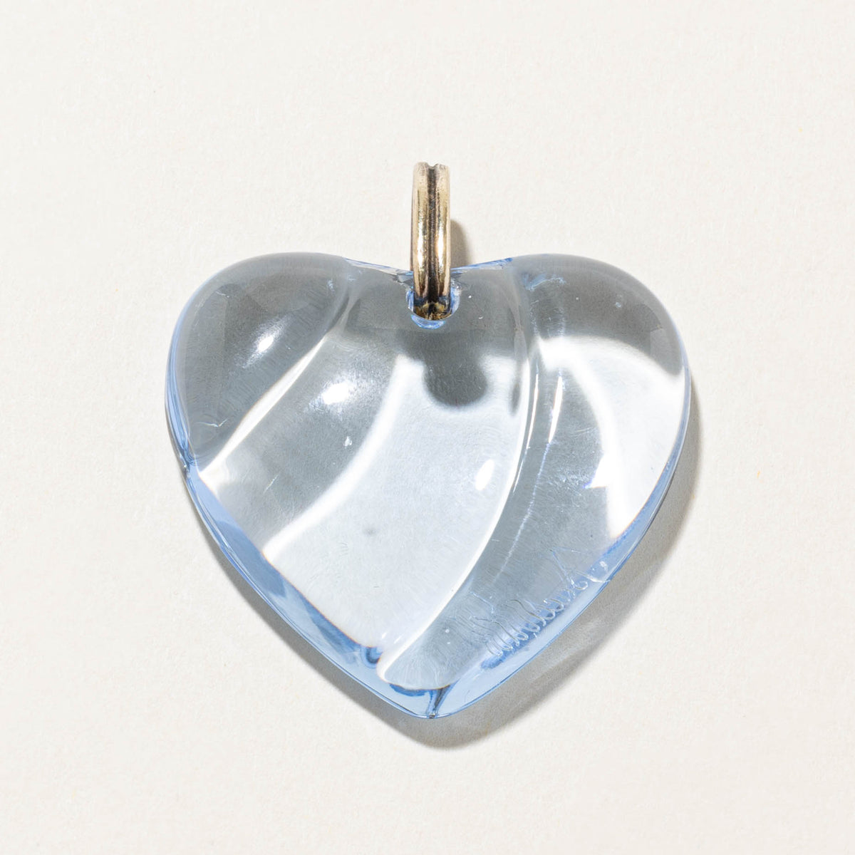 'Baccarat' Silver Heart Cut Crystal Grooved Pendant