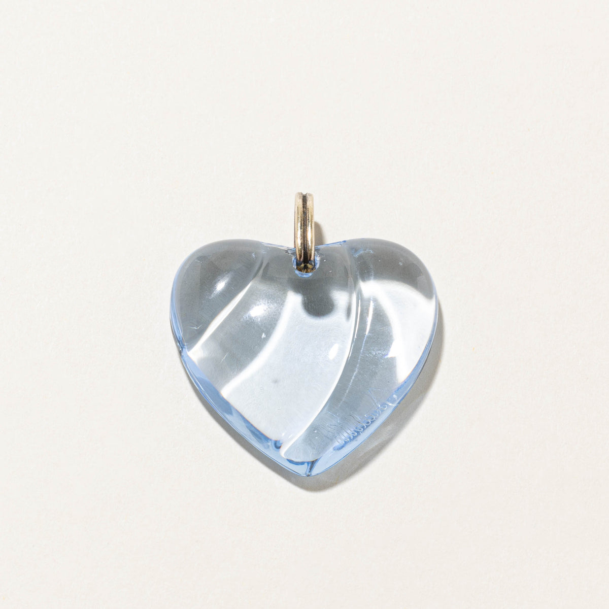 'Baccarat' Silver Heart Cut Crystal Grooved Pendant