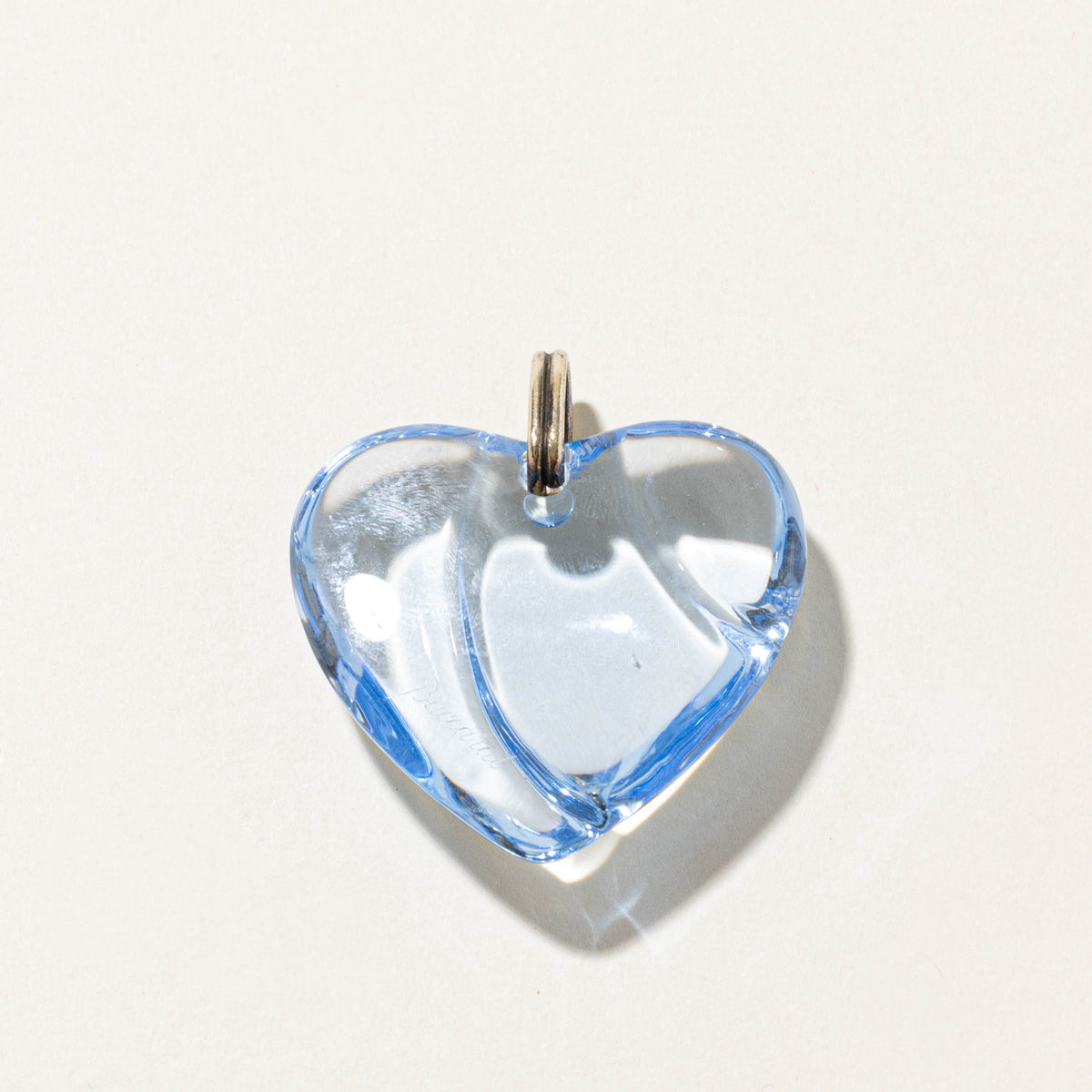 'Baccarat' Silver Heart Cut Crystal Grooved Pendant