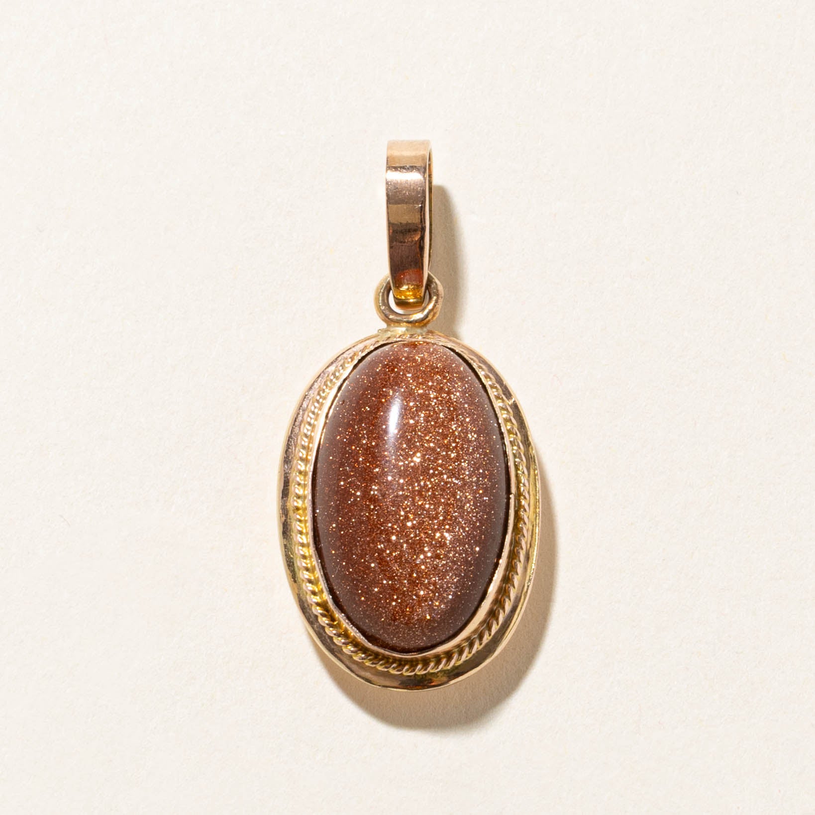 14k Bezel Set Goldstone Rope Framed Pendant | 15 ct |