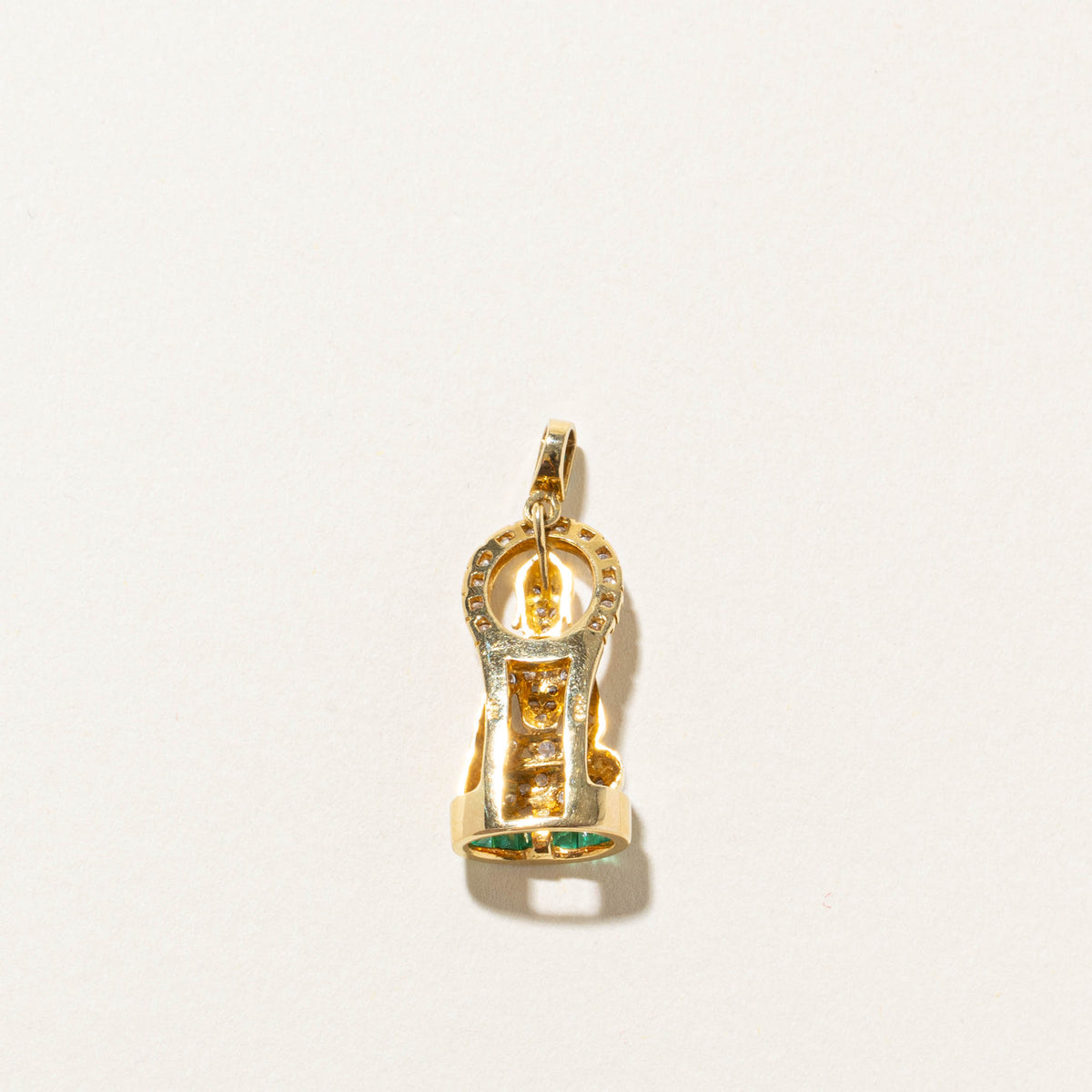 18k Emerald & Diamond Halo Buddha Pendant | 0.24ct, 0.24ctw