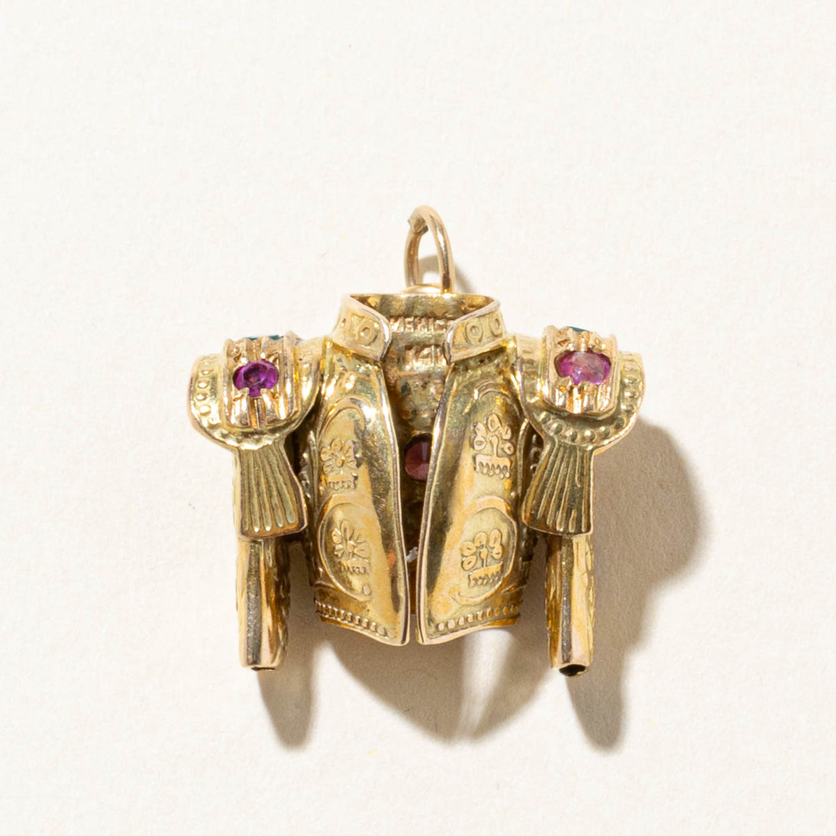 14k Ruby & Onyx Ornate Matador Jacket Charm | 0.40ctw