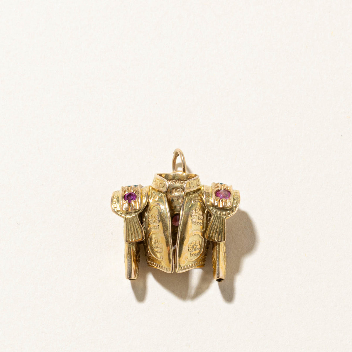 14k Ruby & Onyx Ornate Matador Jacket Charm | 0.40ctw