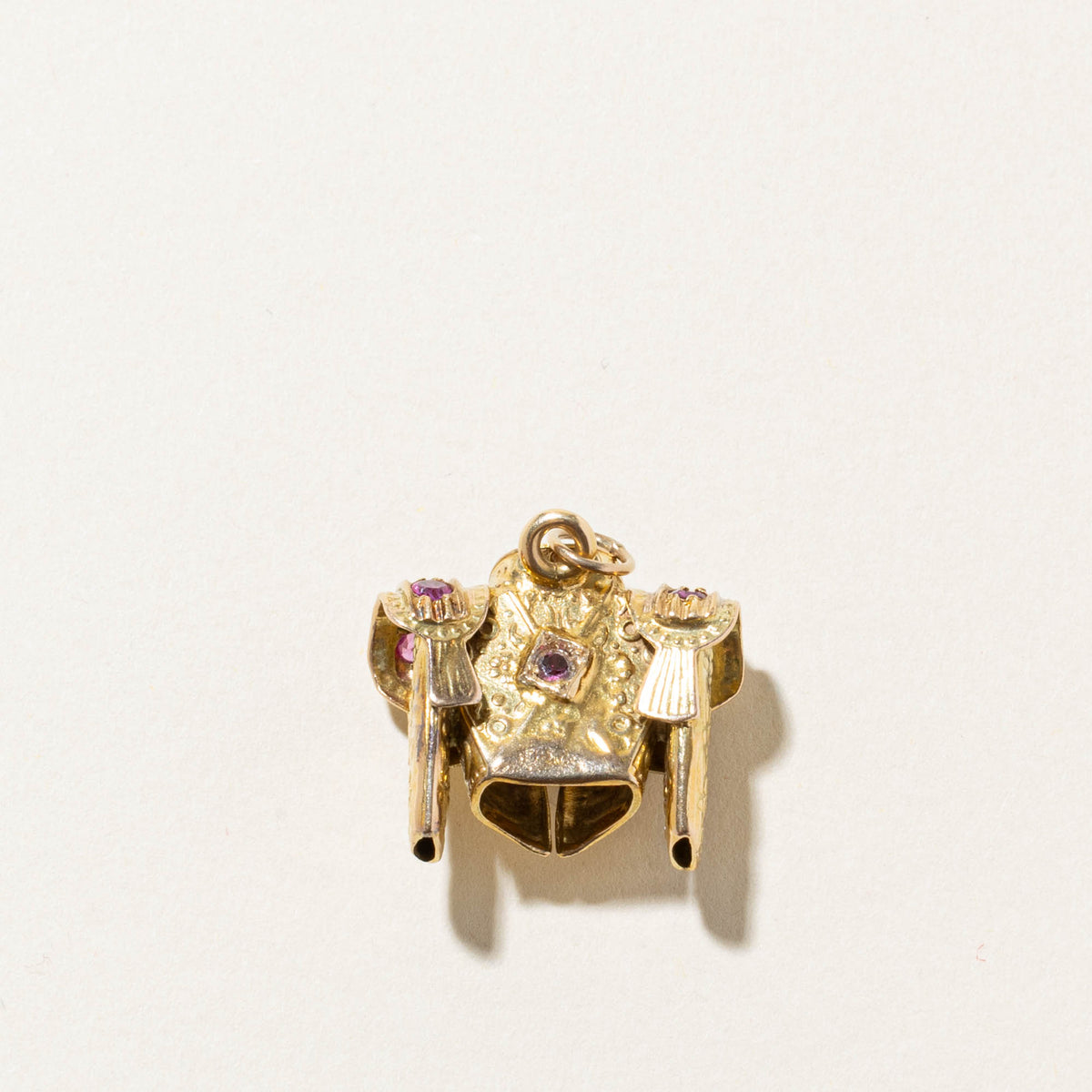 14k Ruby & Onyx Ornate Matador Jacket Charm | 0.40ctw
