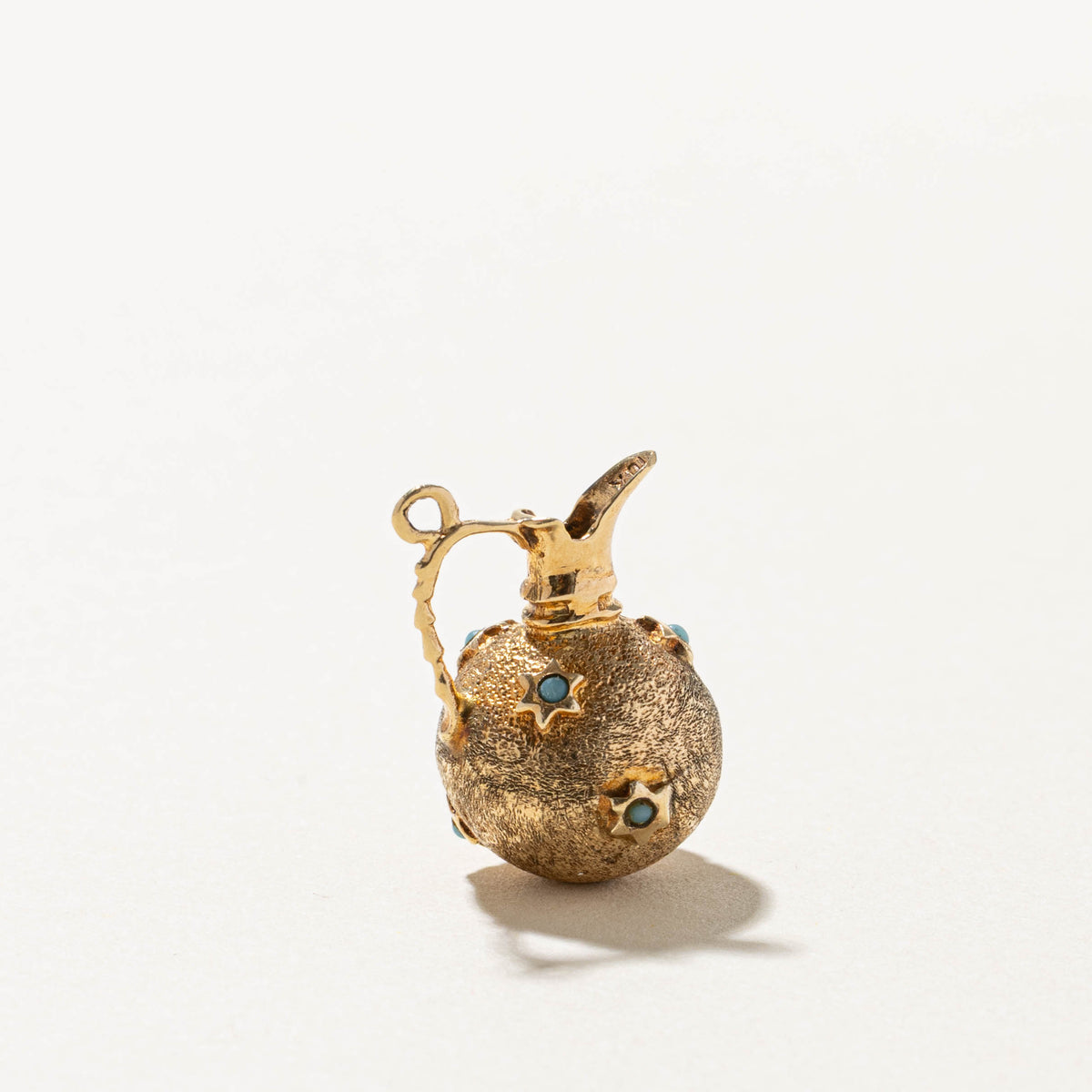 10k Imitation Turquoise Star Ornate Pitcher Charm | 0.30ct