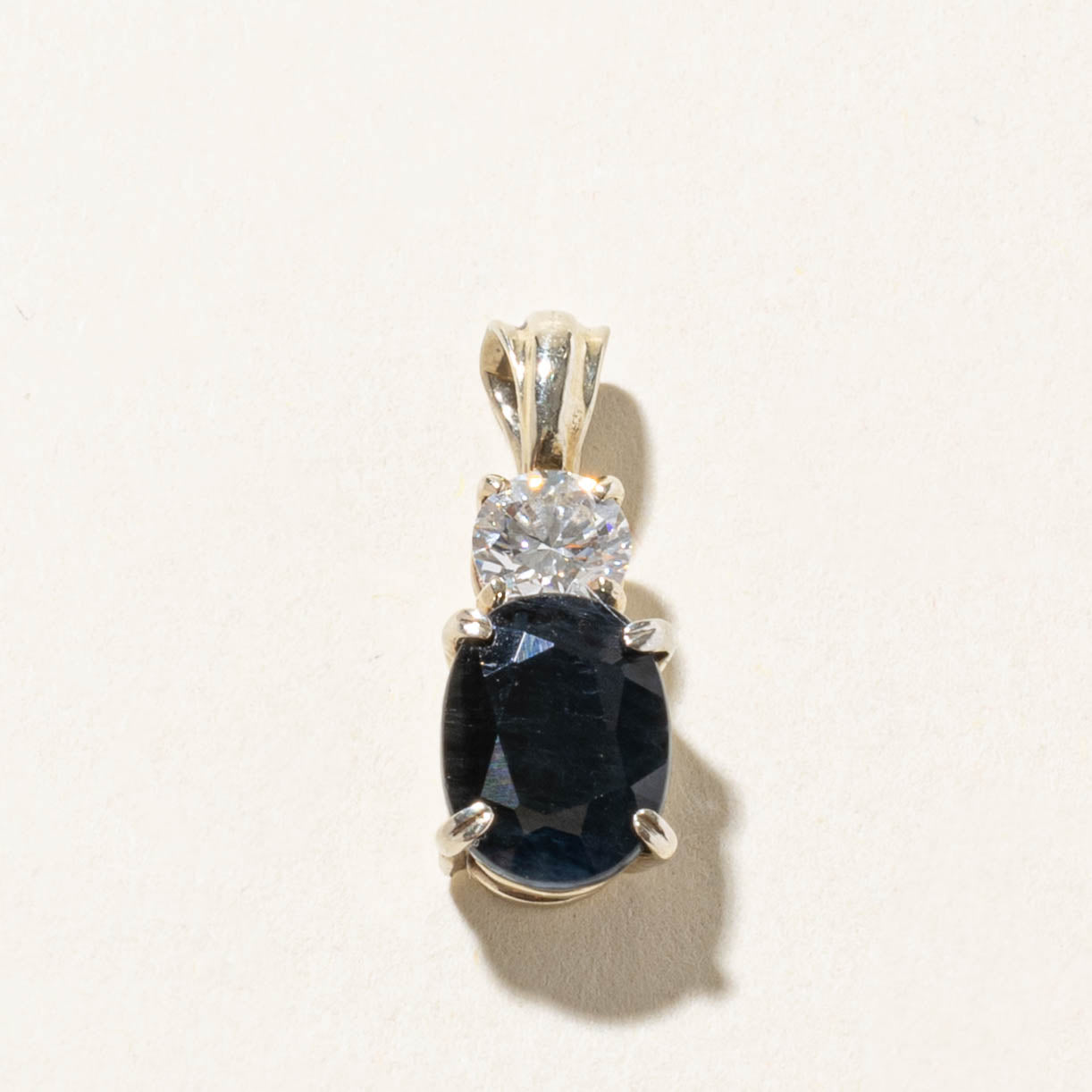 10k Oval Cut Sapphire & Diamond Pendant | 2.44ct, 0.42ct SI1 H