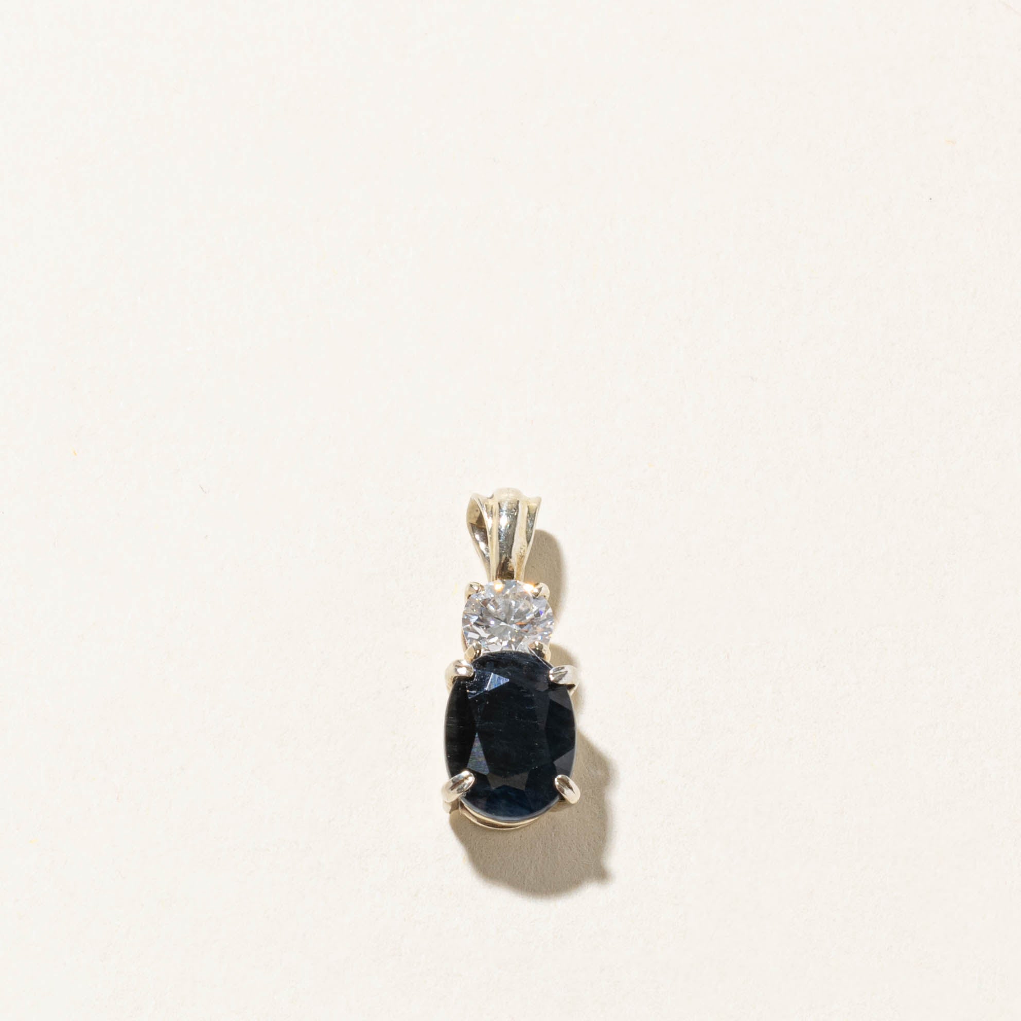10k Oval Cut Sapphire & Diamond Pendant | 2.44ct, 0.42ct SI1 H