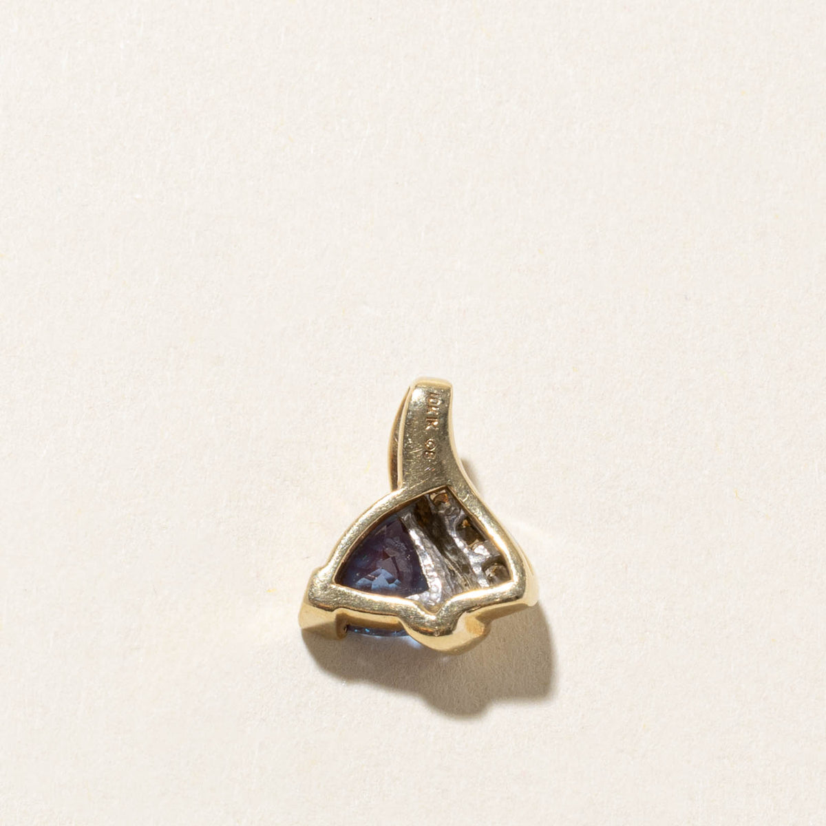 10k Trillion Cut Synthetic Sapphire & Diamond Abstract Pendant | 1.50ct, 0.15ctw