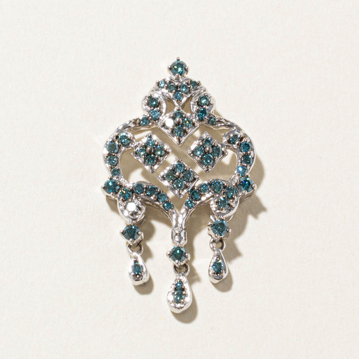 18k Blue Diamond Ornate Chandelier Pendant | 0.85ctw
