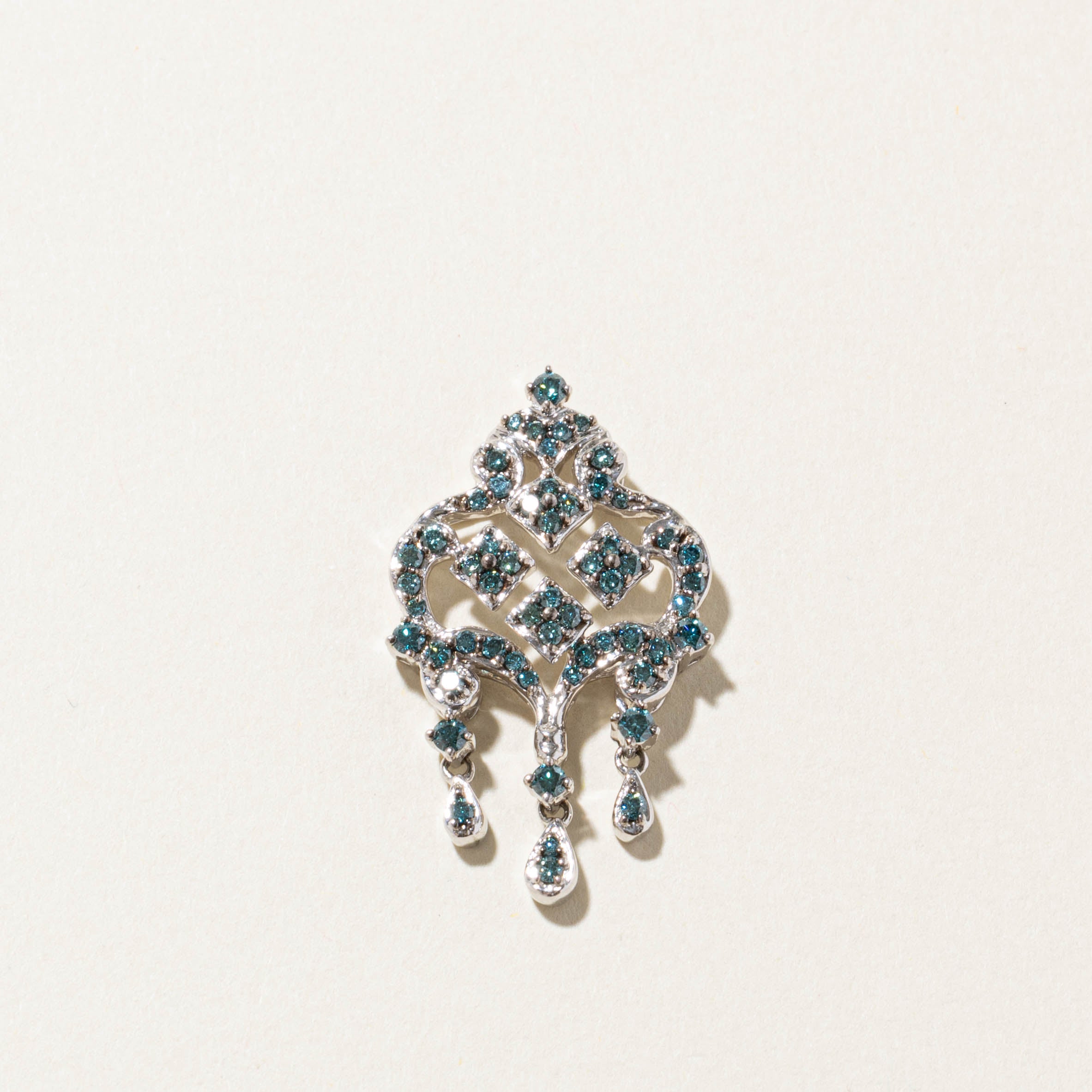 18k Blue Diamond Ornate Chandelier Pendant | 0.85ctw