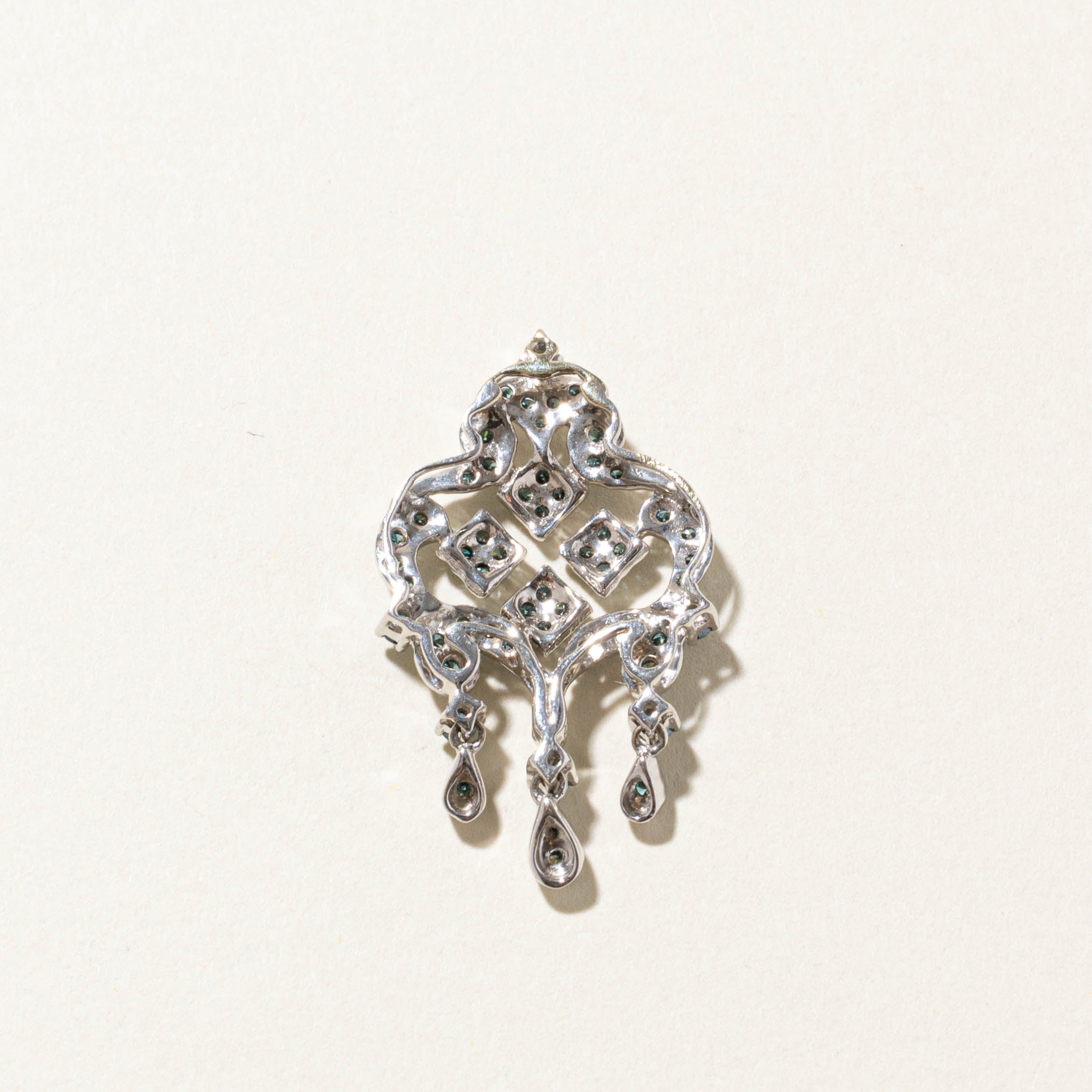 18k Blue Diamond Ornate Chandelier Pendant | 0.85ctw