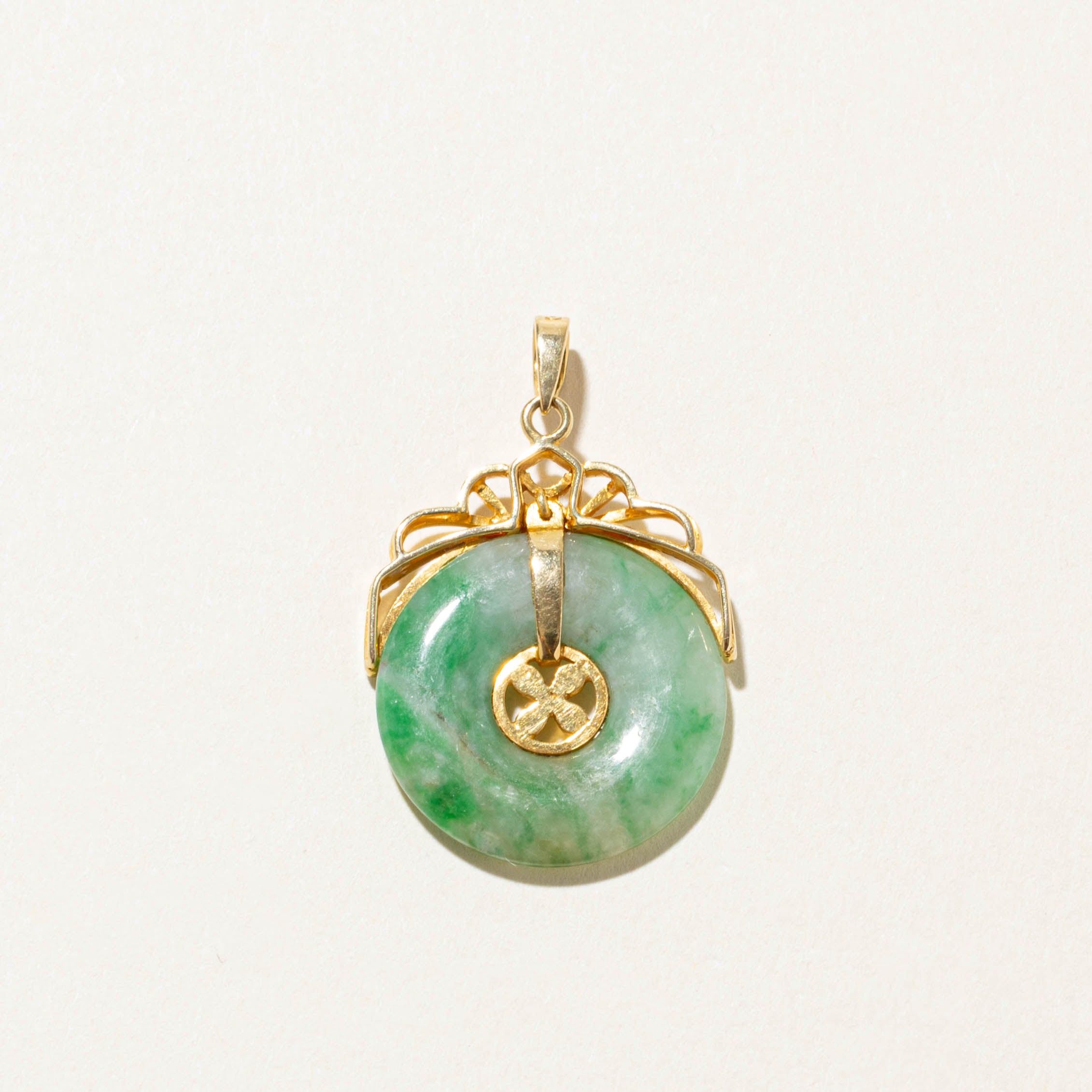 18k Jadeite Ornate Donut Pendant | 9.72ct