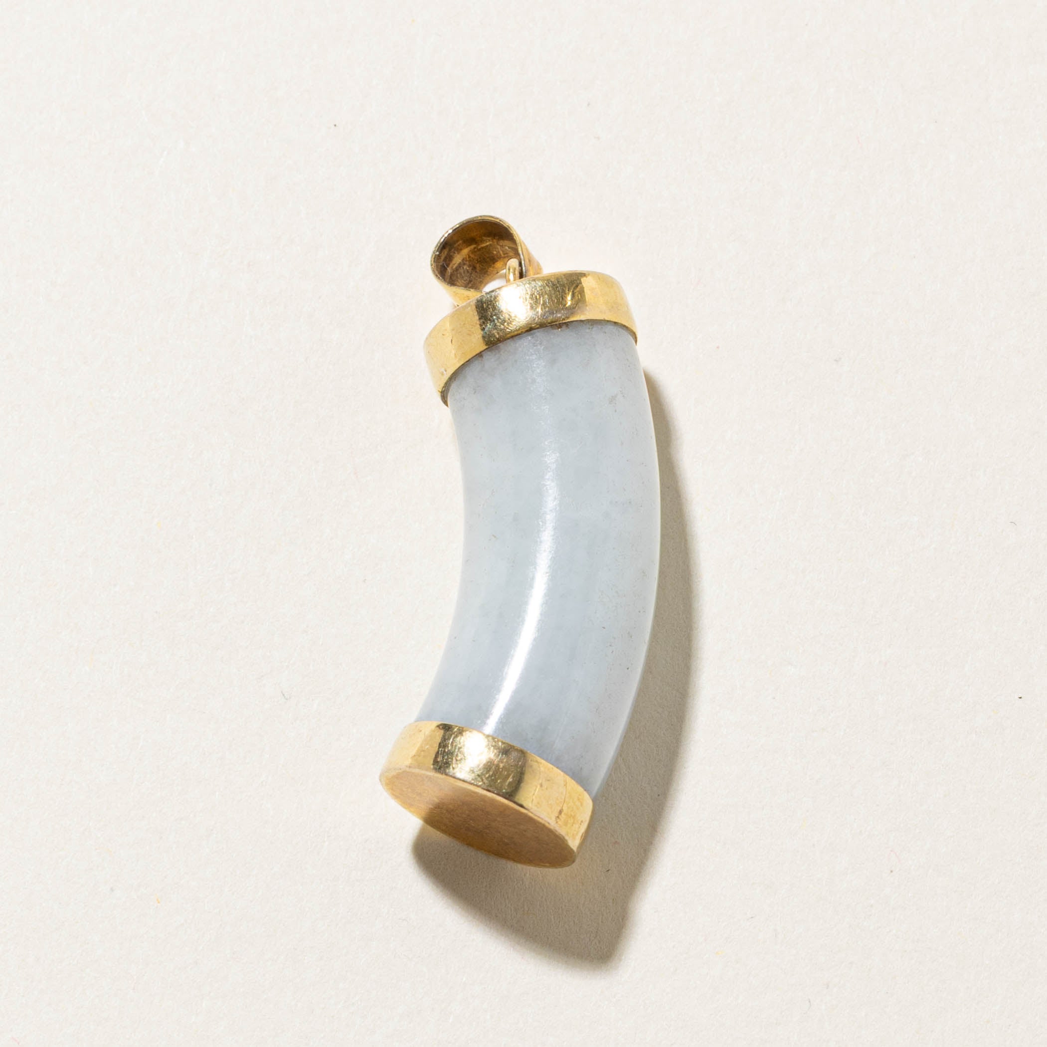 14k Jadeite Curved Bar Pendant | 47.00ct