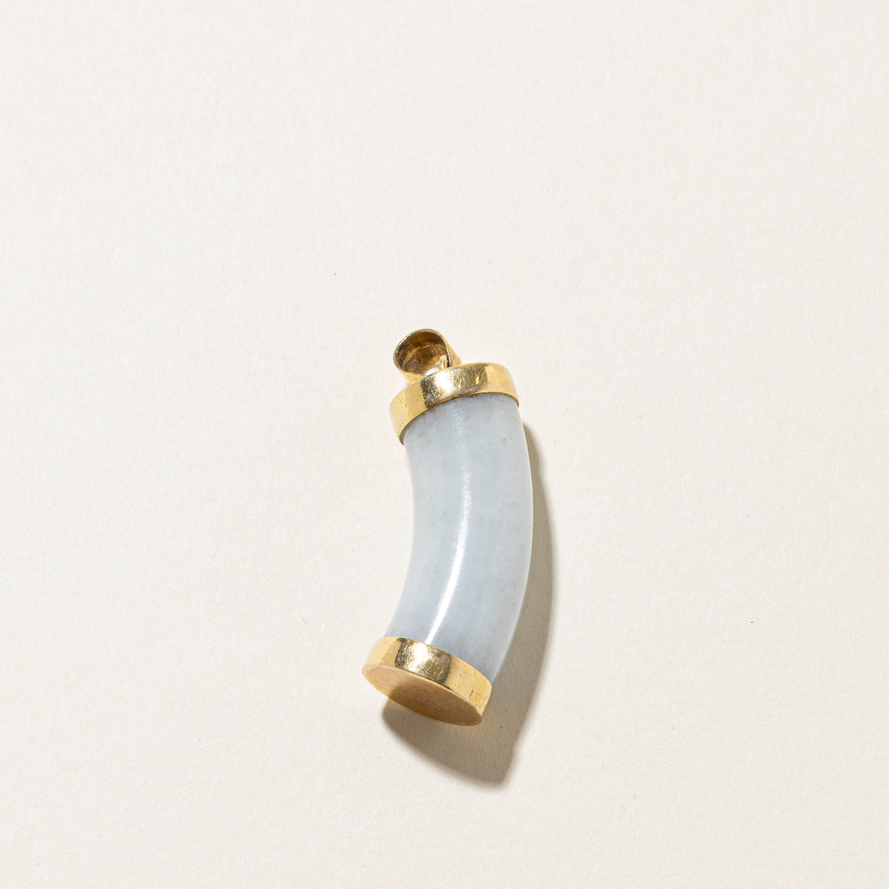 14k Jadeite Curved Bar Pendant | 47.00ct