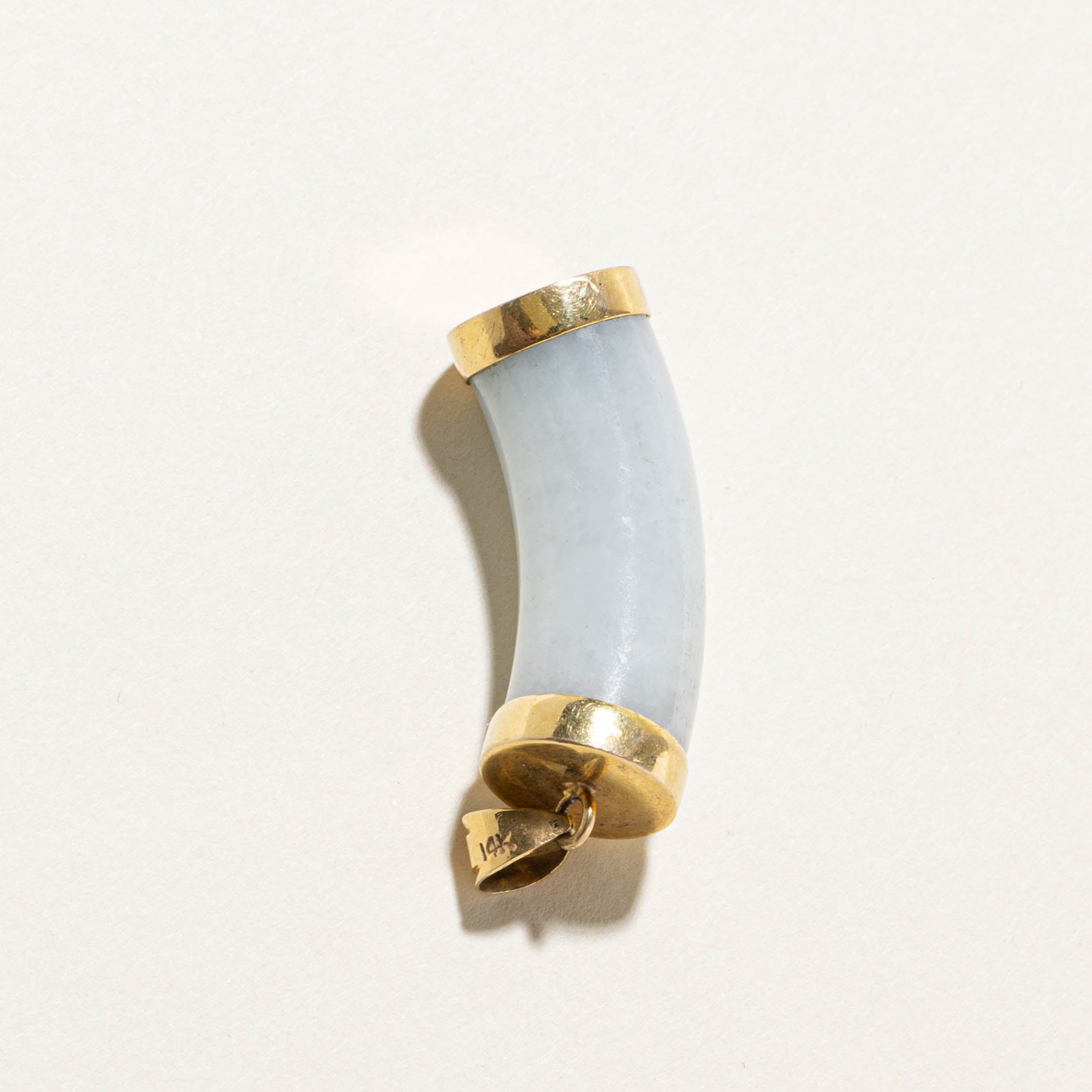 14k Jadeite Curved Bar Pendant | 47.00ct