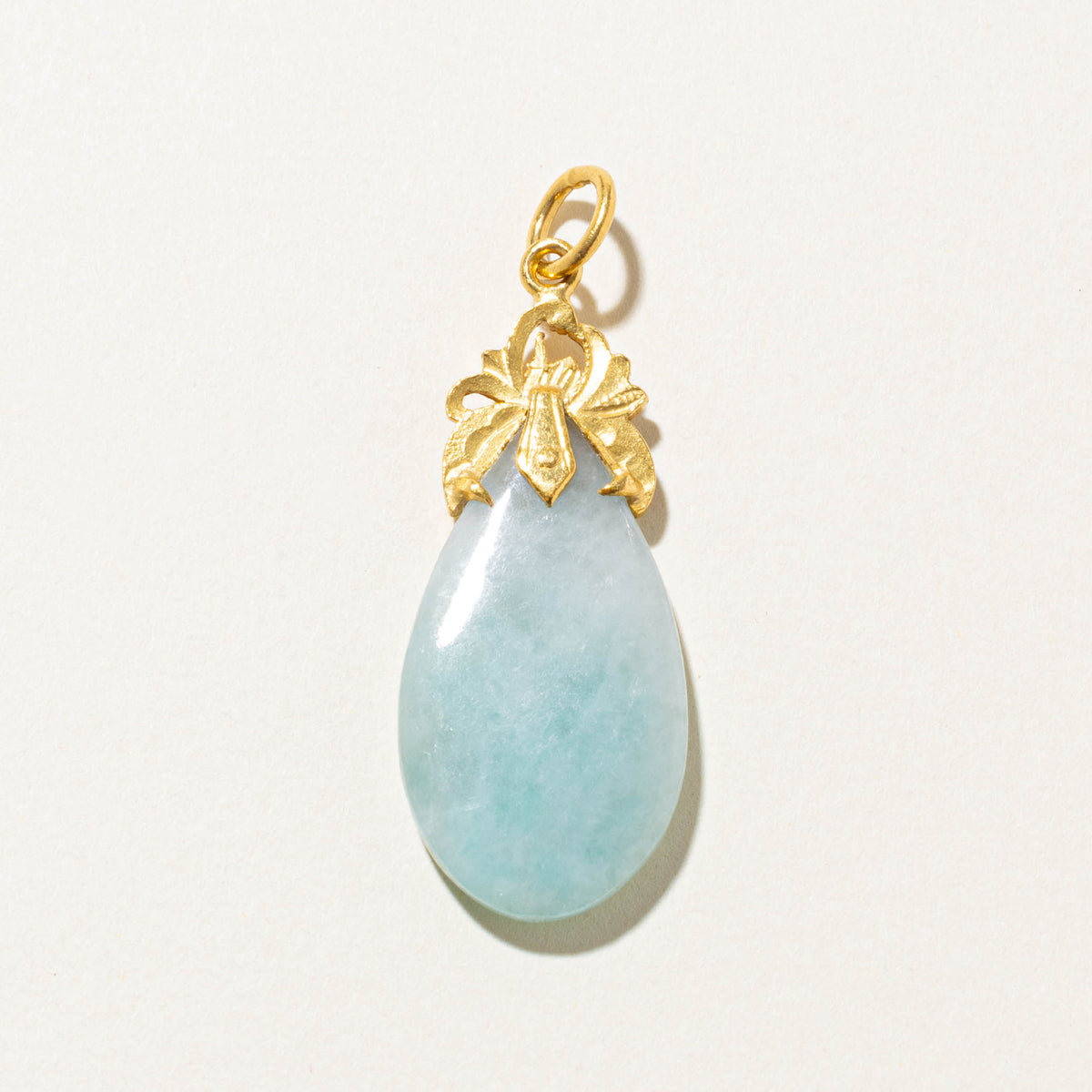 23k Pear Cabochon Jadeite Ornate Pendant | 15.00ct