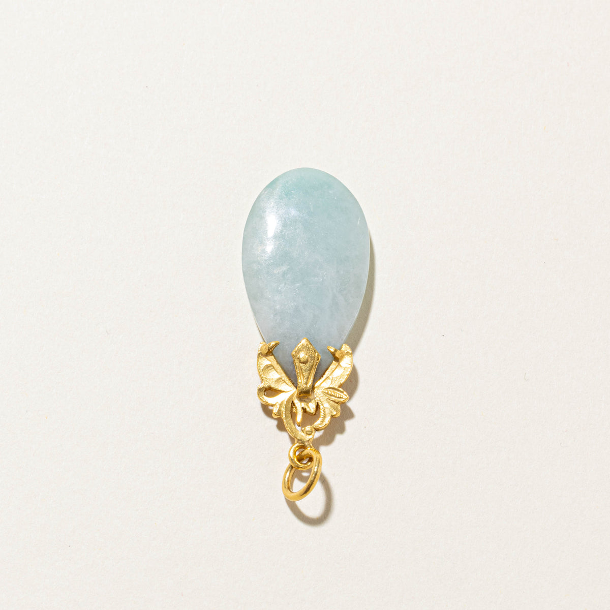 23k Pear Cabochon Jadeite Ornate Pendant | 15.00ct