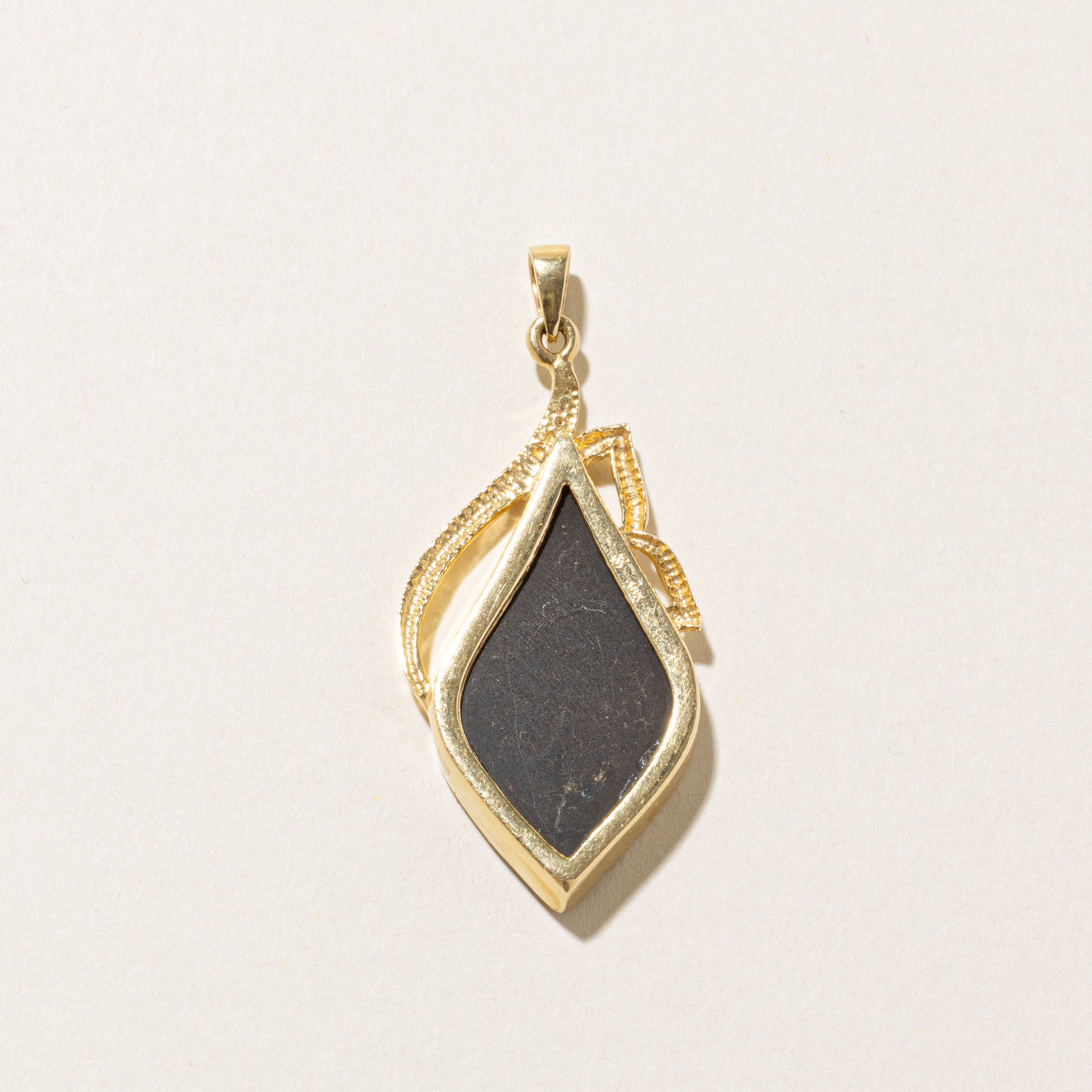 18k Bezel Set Ammolite Abstract Pendant | 14.00ct