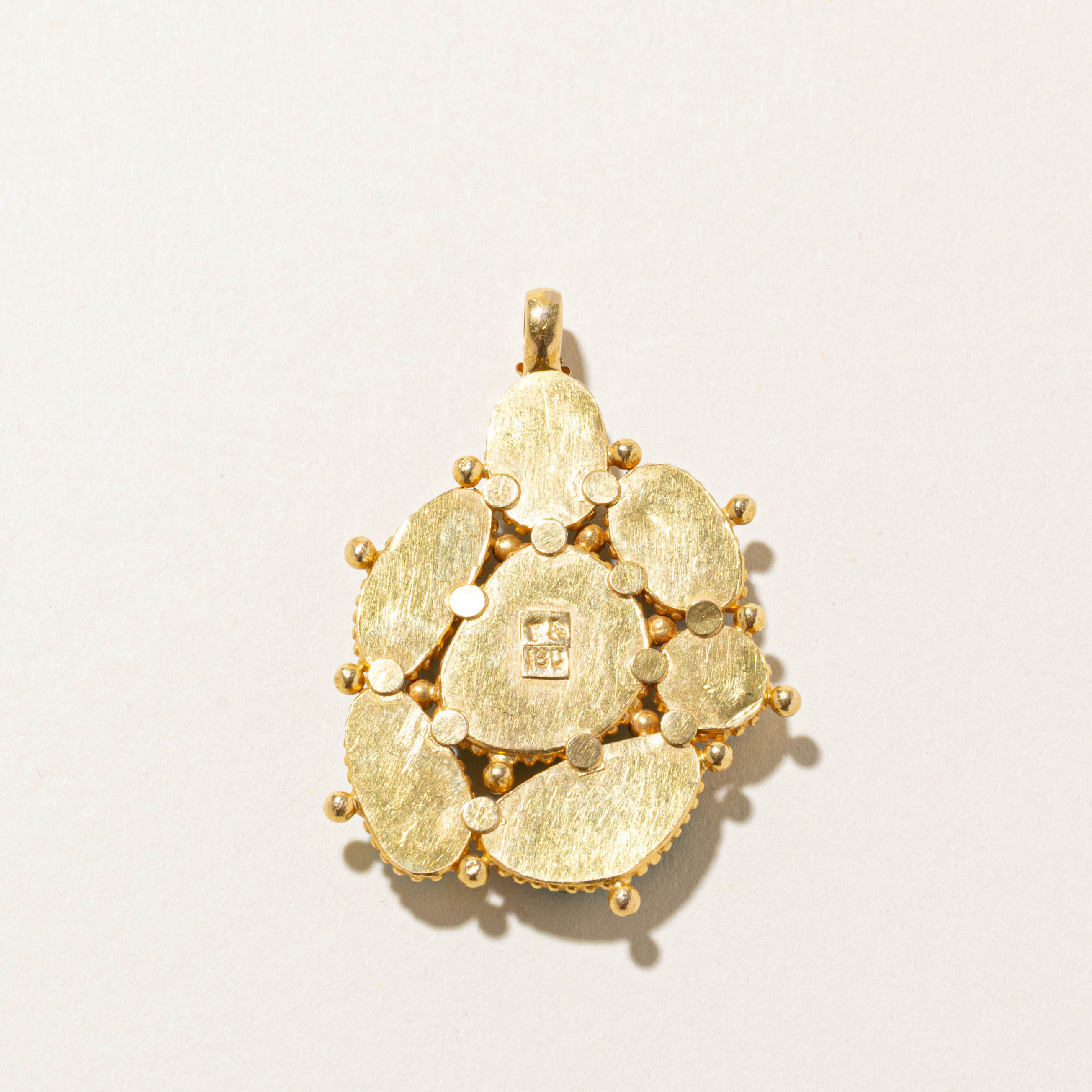 18k Bezel Set Turquoise Cluster Textured Pendant | 15.00ct