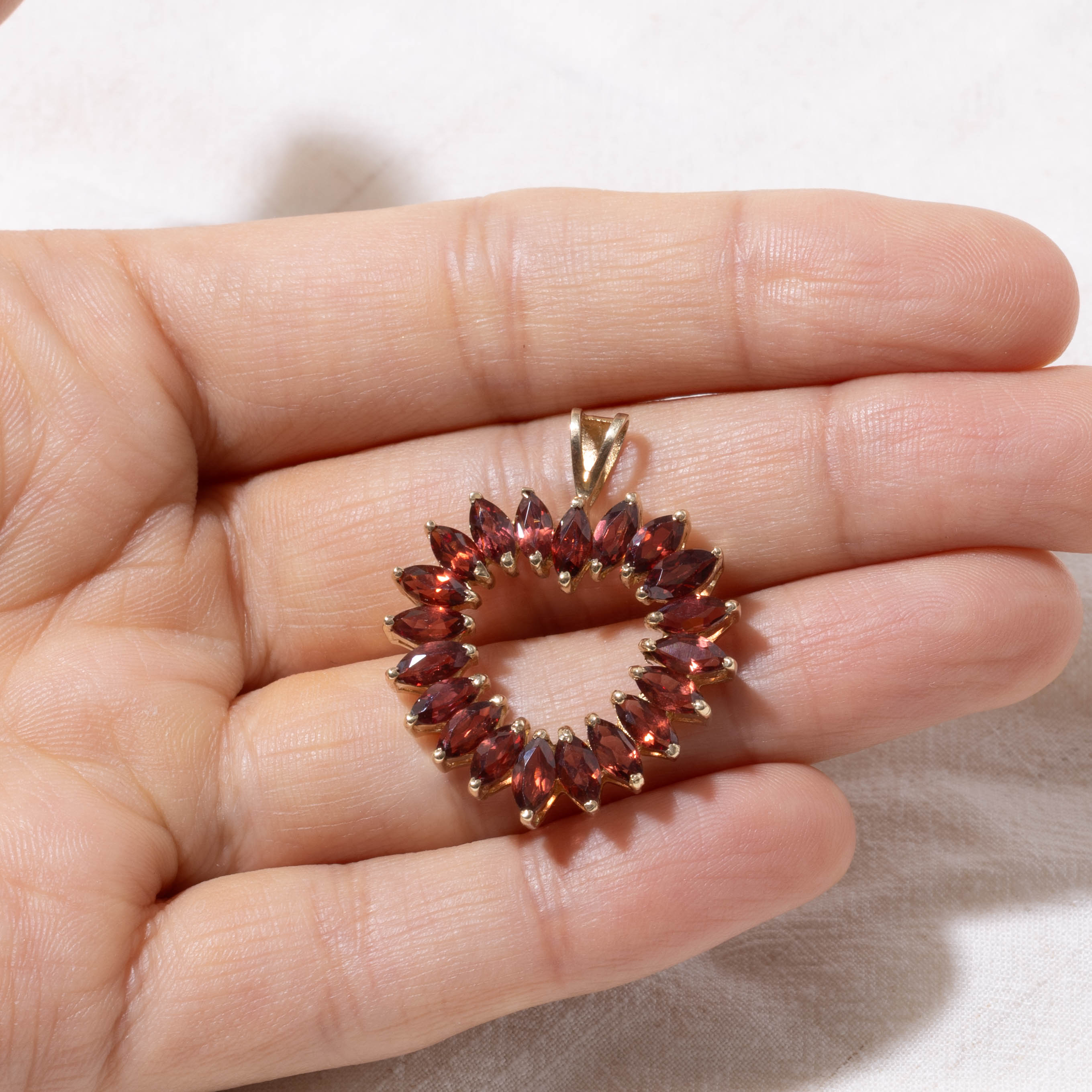 10k Marquise Cut Garnet Openwork Heart Pendant | 5.00ct