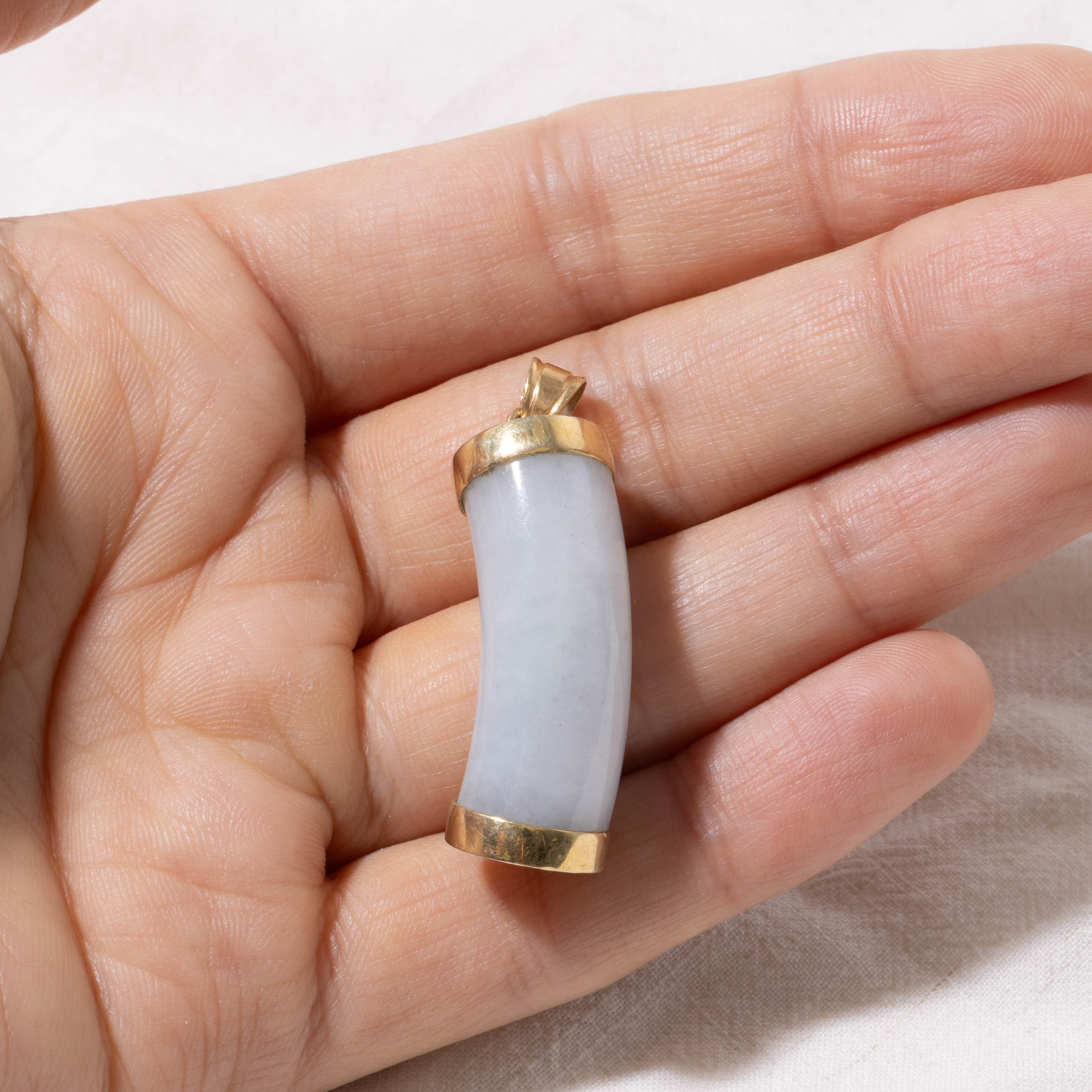 14k Jadeite Curved Bar Pendant | 47.00ct