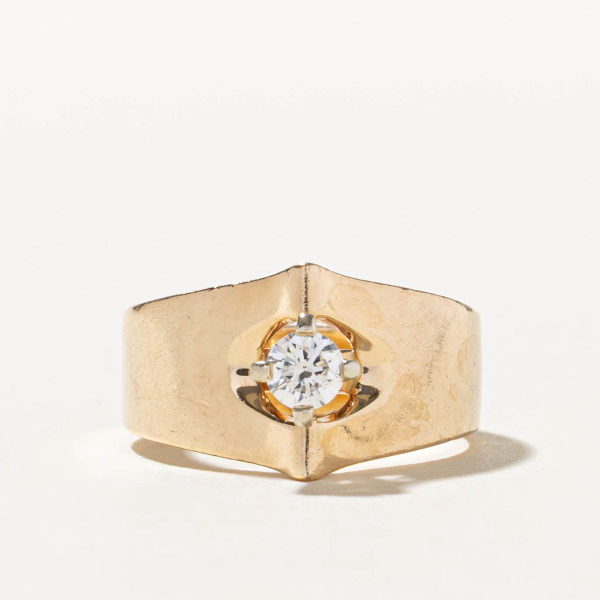 14k Solitaire Diamond Pointed Ring | 0.20ct | SZ 4.75