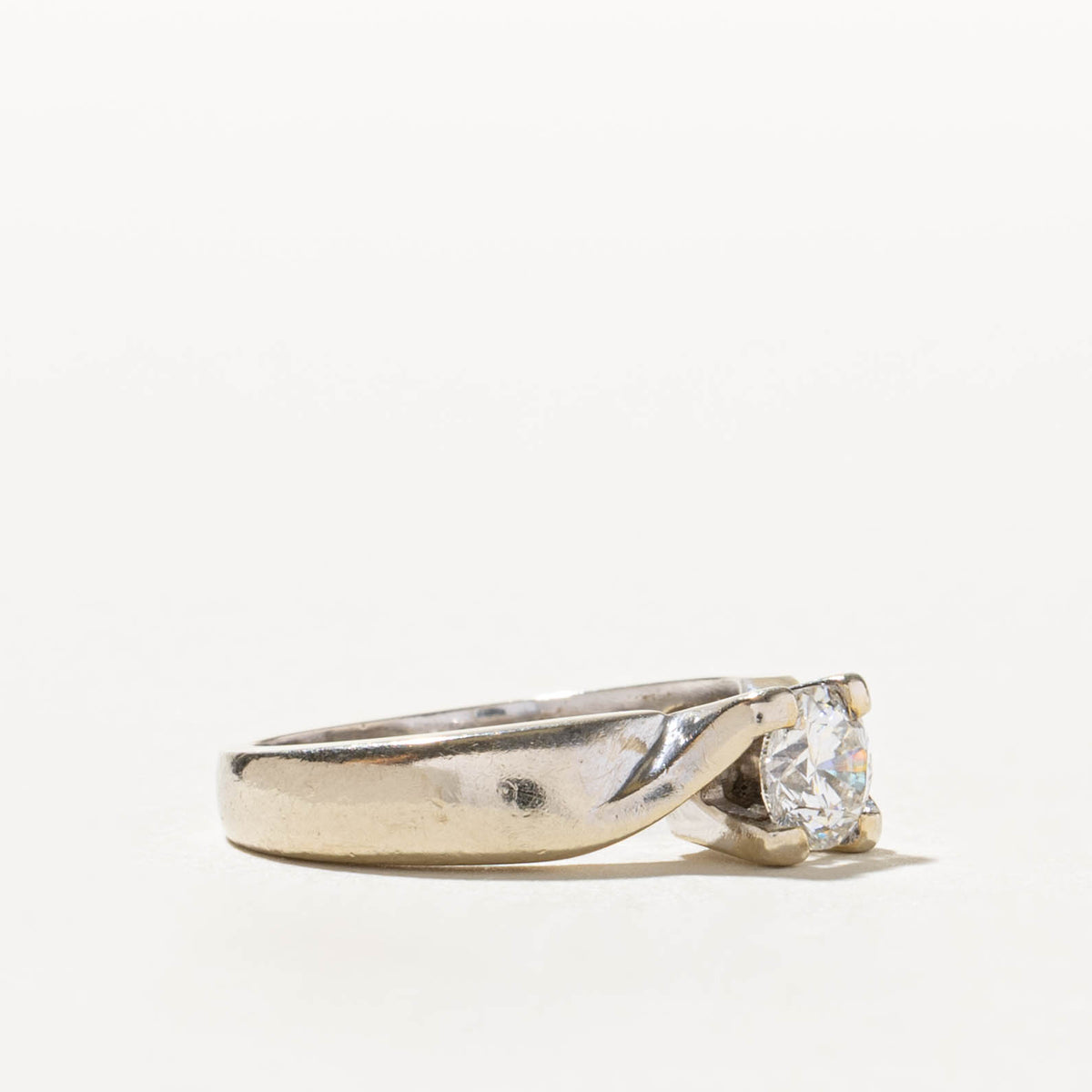 14k Solitaire Diamond Grooved Bypass Ring | 0.52ct SI2/I1 H/I | SZ 5