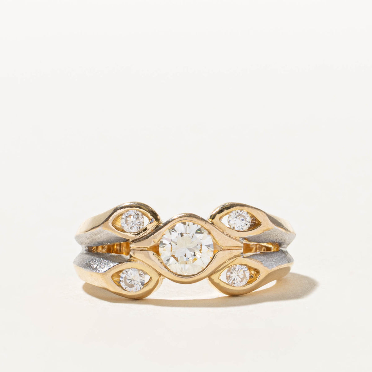 18k Bezel Set Diamond Marquise Cluster Ring | 0.58ctw | SZ 5.75