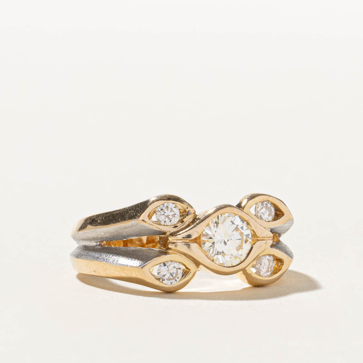 18k Bezel Set Diamond Marquise Cluster Ring | 0.58ctw | SZ 5.75