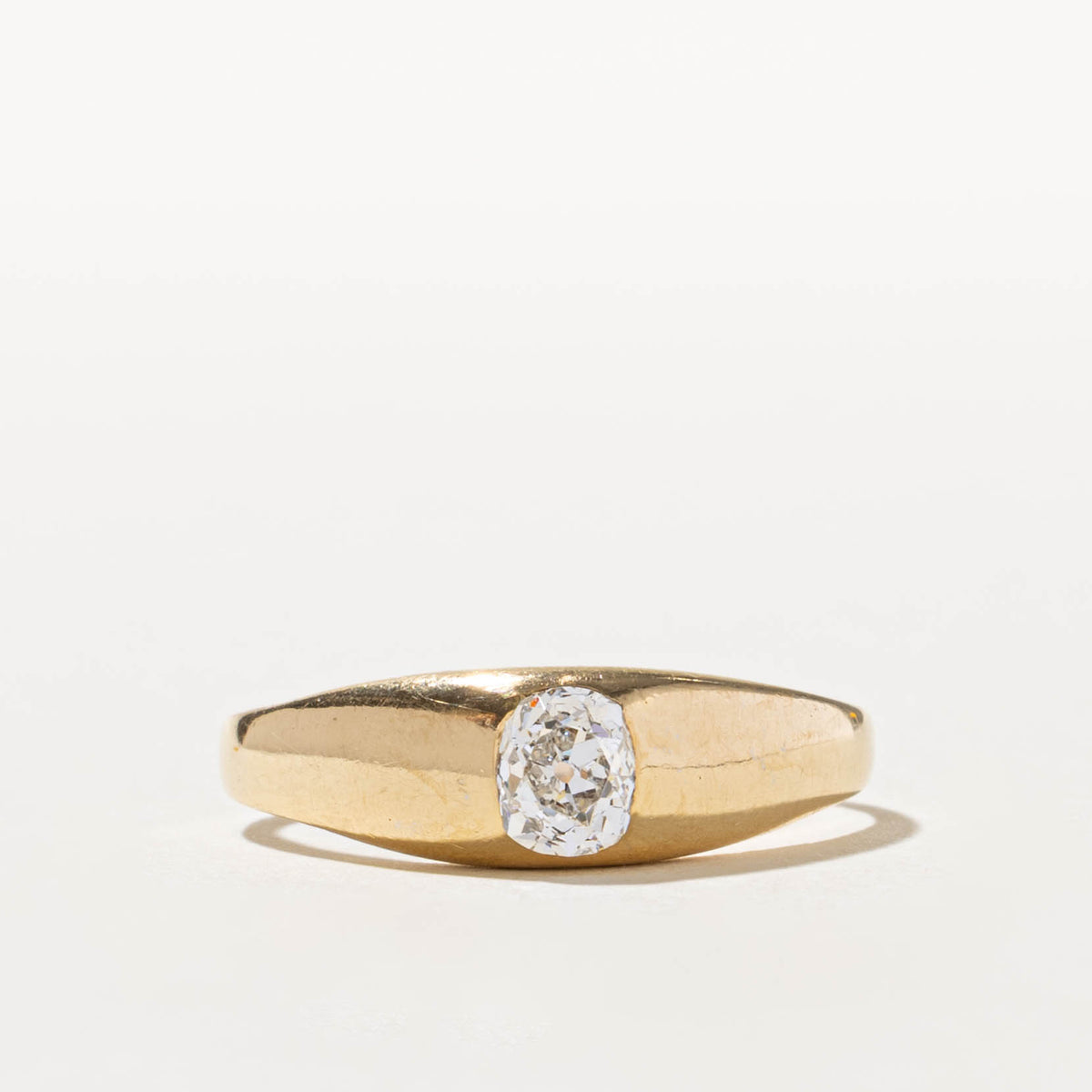 18k Solitaire Old Mine Cut Diamond Dome Ring | 0.50ct SI1/SI2 F | SZ 9.5