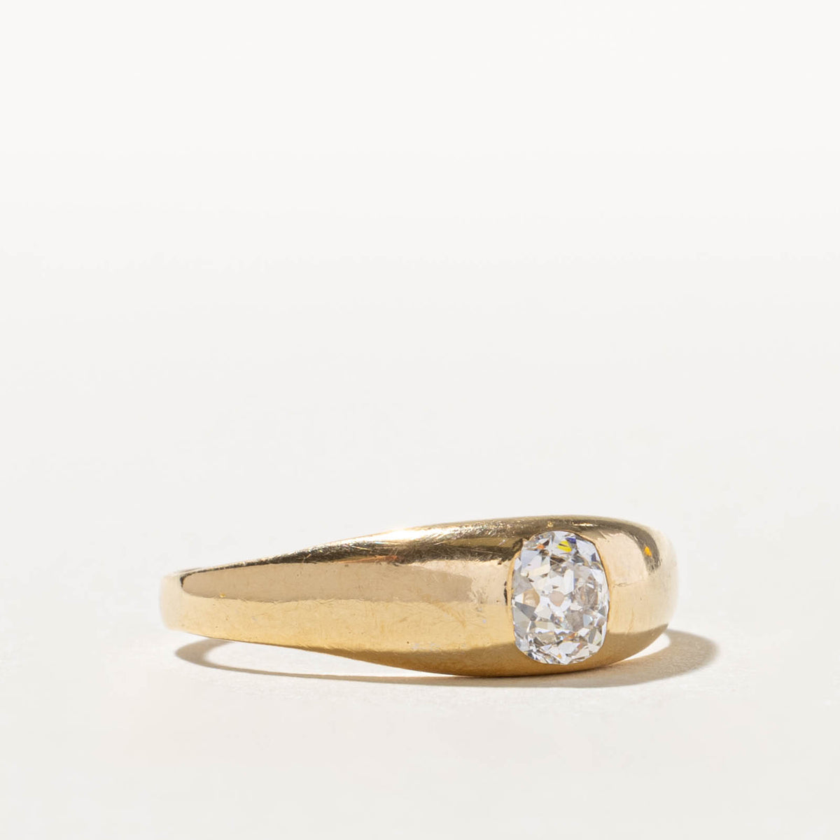 18k Solitaire Old Mine Cut Diamond Dome Ring | 0.50ct SI1/SI2 F | SZ 9.5