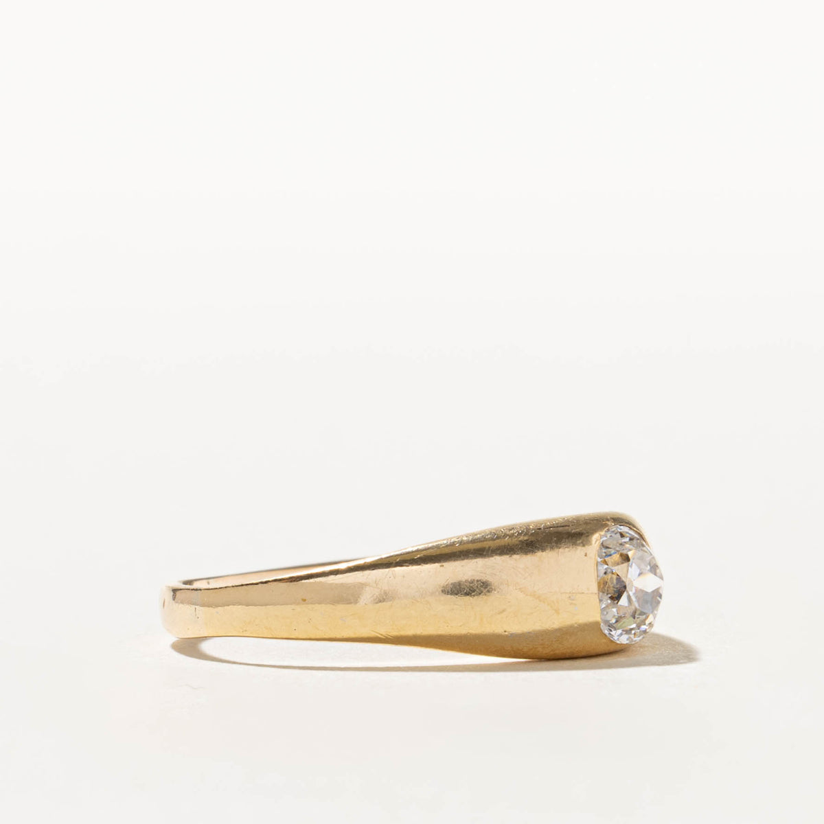 18k Solitaire Old Mine Cut Diamond Dome Ring | 0.50ct SI1/SI2 F | SZ 9.5