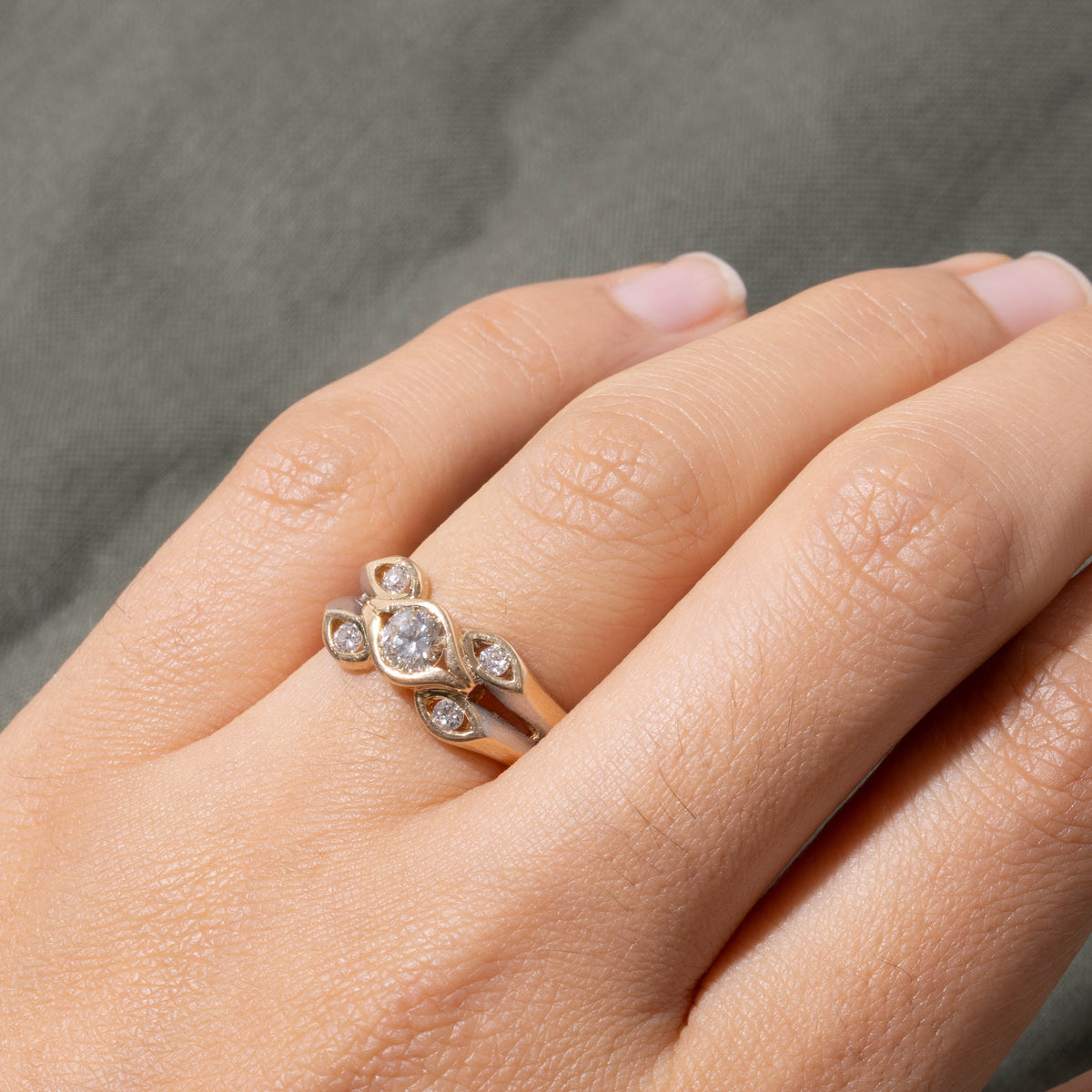 18k Bezel Set Diamond Marquise Cluster Ring | 0.58ctw | SZ 5.75