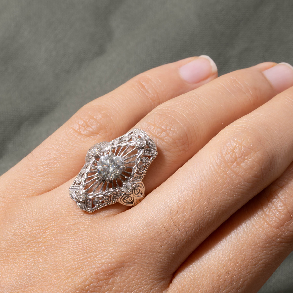 14k Diamond Open Scrollwork Cocktail Ring | 1.18ct I1/I2 K/L, 0.20ctw | SZ 7.25