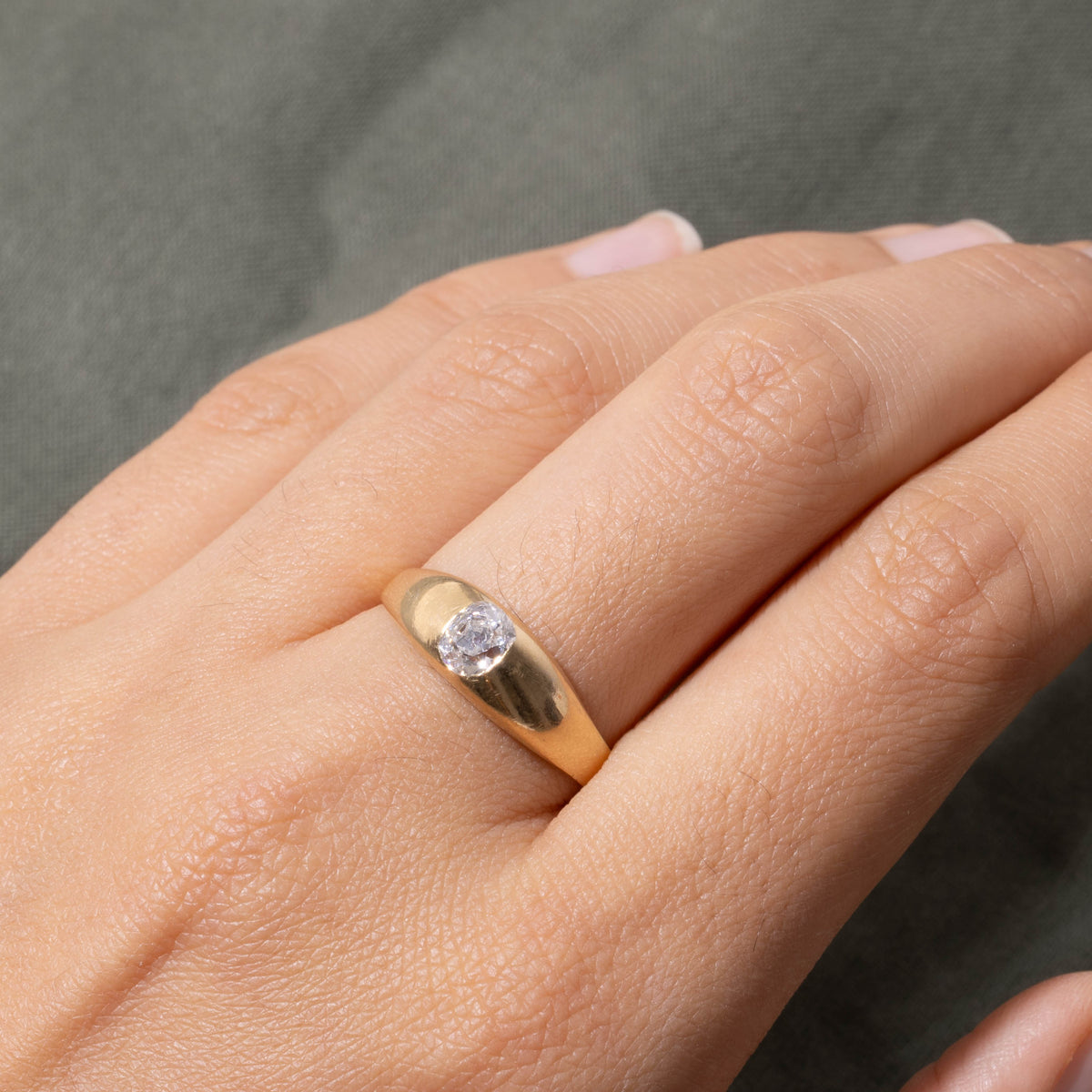 18k Solitaire Old Mine Cut Diamond Dome Ring | 0.50ct SI1/SI2 F | SZ 9.5