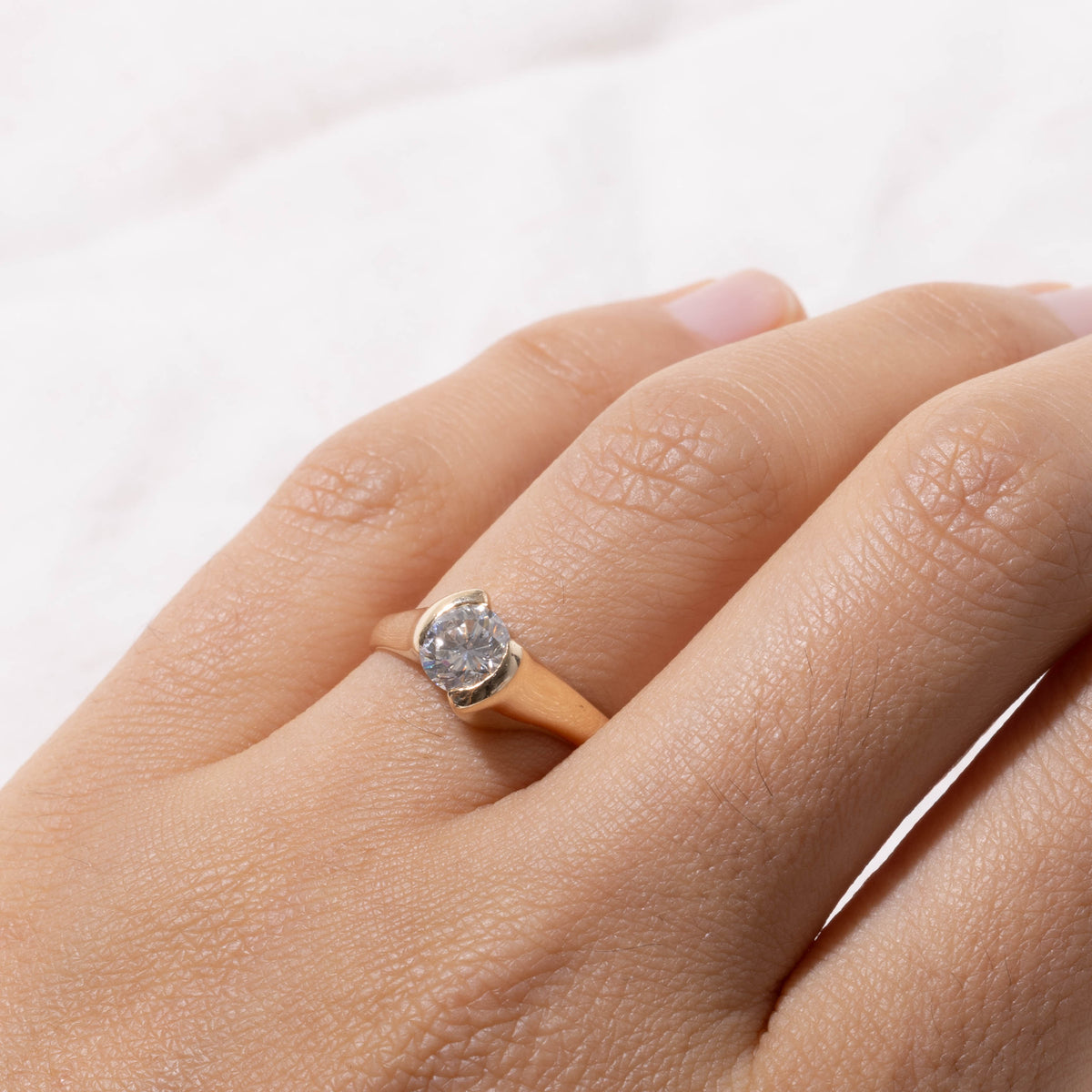 14k Semi Bezel Set Diamond Bypass Ring | 0.75ct VS2 I | SZ 7.25