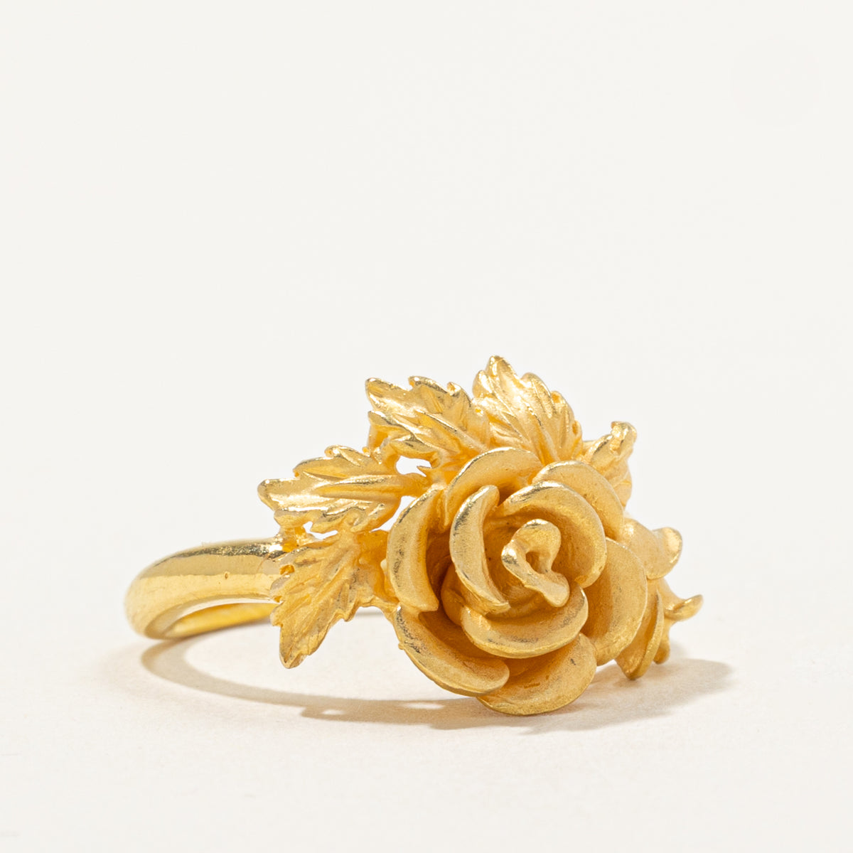 19k Yellow Gold Rose Cocktail Ring | SZ 5.75