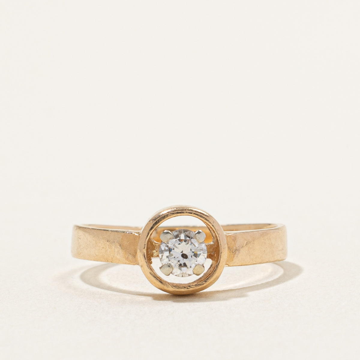 14k Solitaire Diamond Open Framed Ring | 0.20ct | SZ 6
