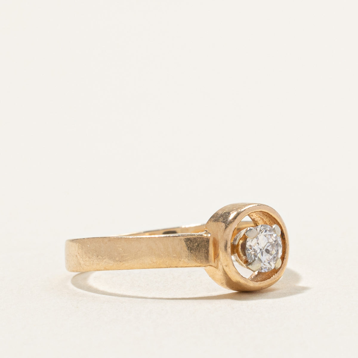 14k Solitaire Diamond Open Framed Ring | 0.20ct | SZ 6